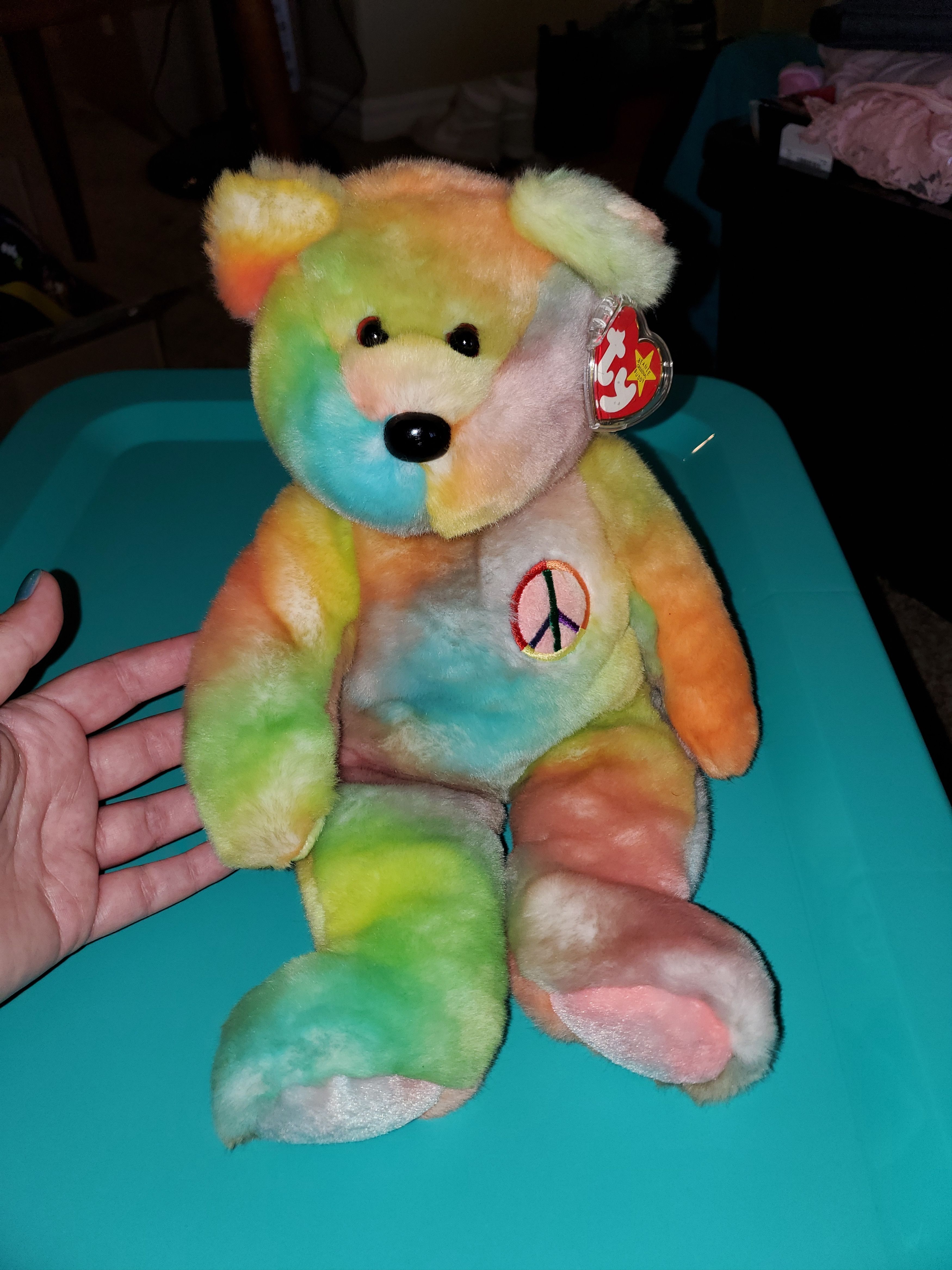 Vintage Vintage w/ tag! Tie-Dye Peace Beanie Baby (14") Size ONE SIZE - 1 Thumbnail