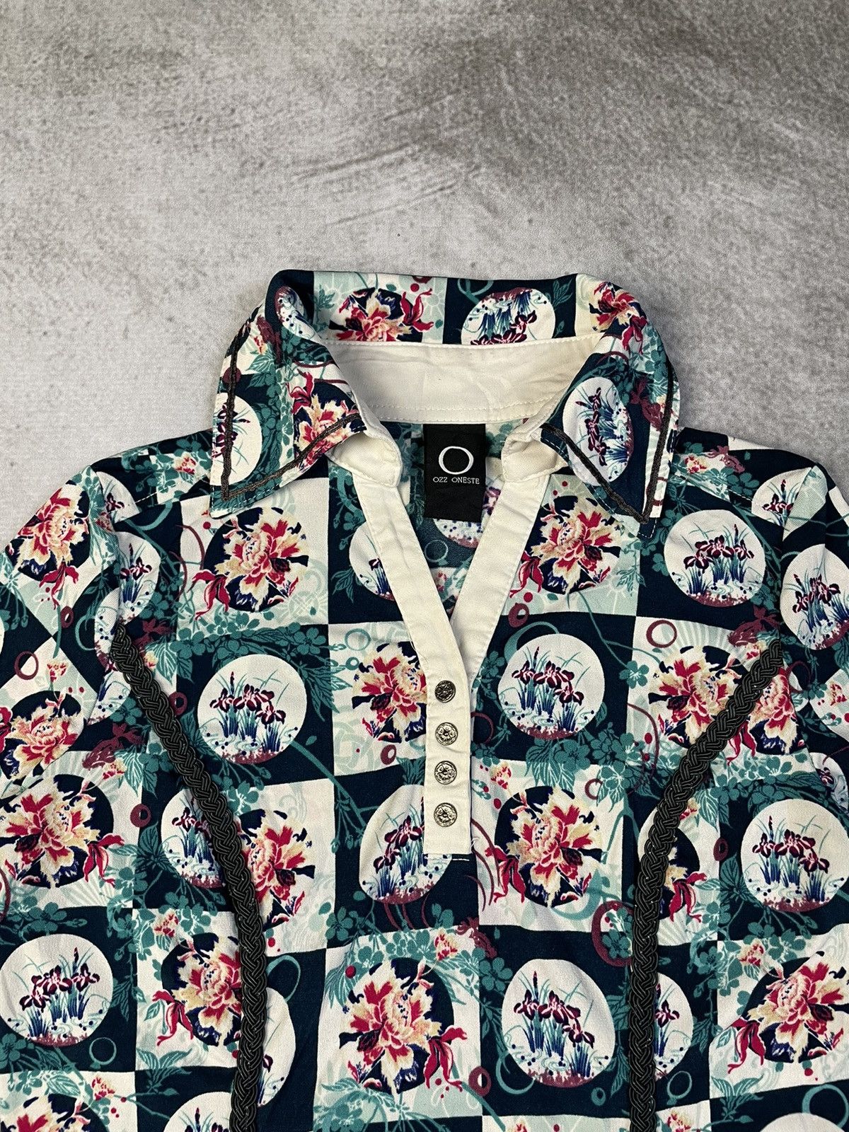 Japanese Brand SS12 Ozz Oneste Iris Flower Ichimatsu Checkered Print Dress Size S / US 4 / IT 40 - 4 Thumbnail
