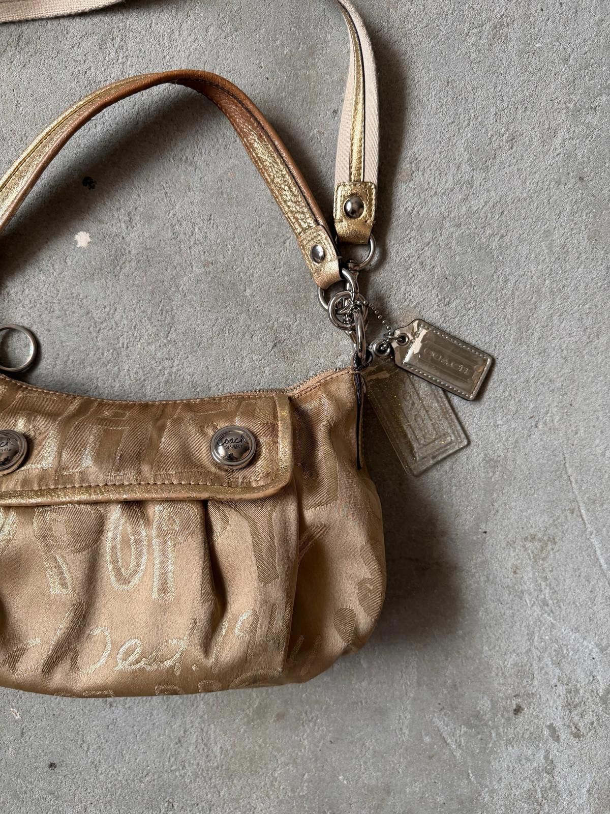 Coach Coach 2Way Poppy Shoulder Bag Beige/Gold Size ONE SIZE - 4 Thumbnail