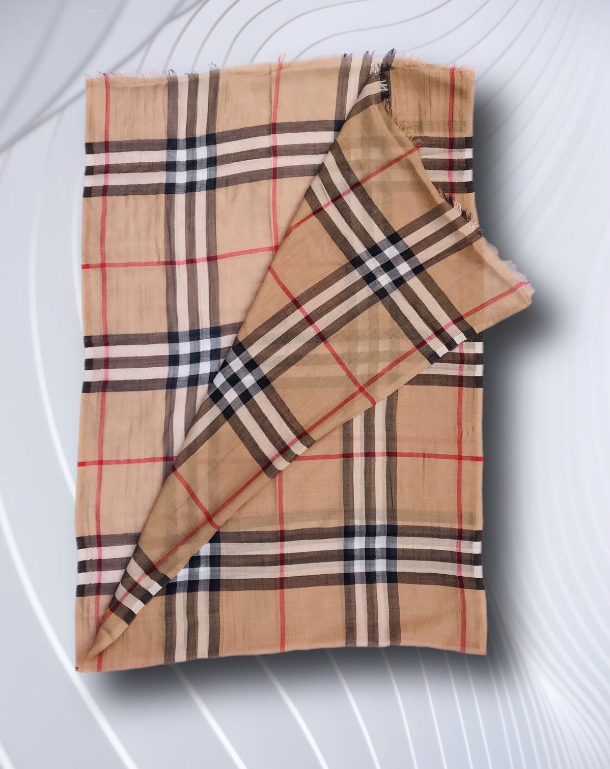 Burberry Burberry Light Nova Check Scarf Shawl Wrap Plaid Wool Silk Size ONE SIZE - 3 Thumbnail