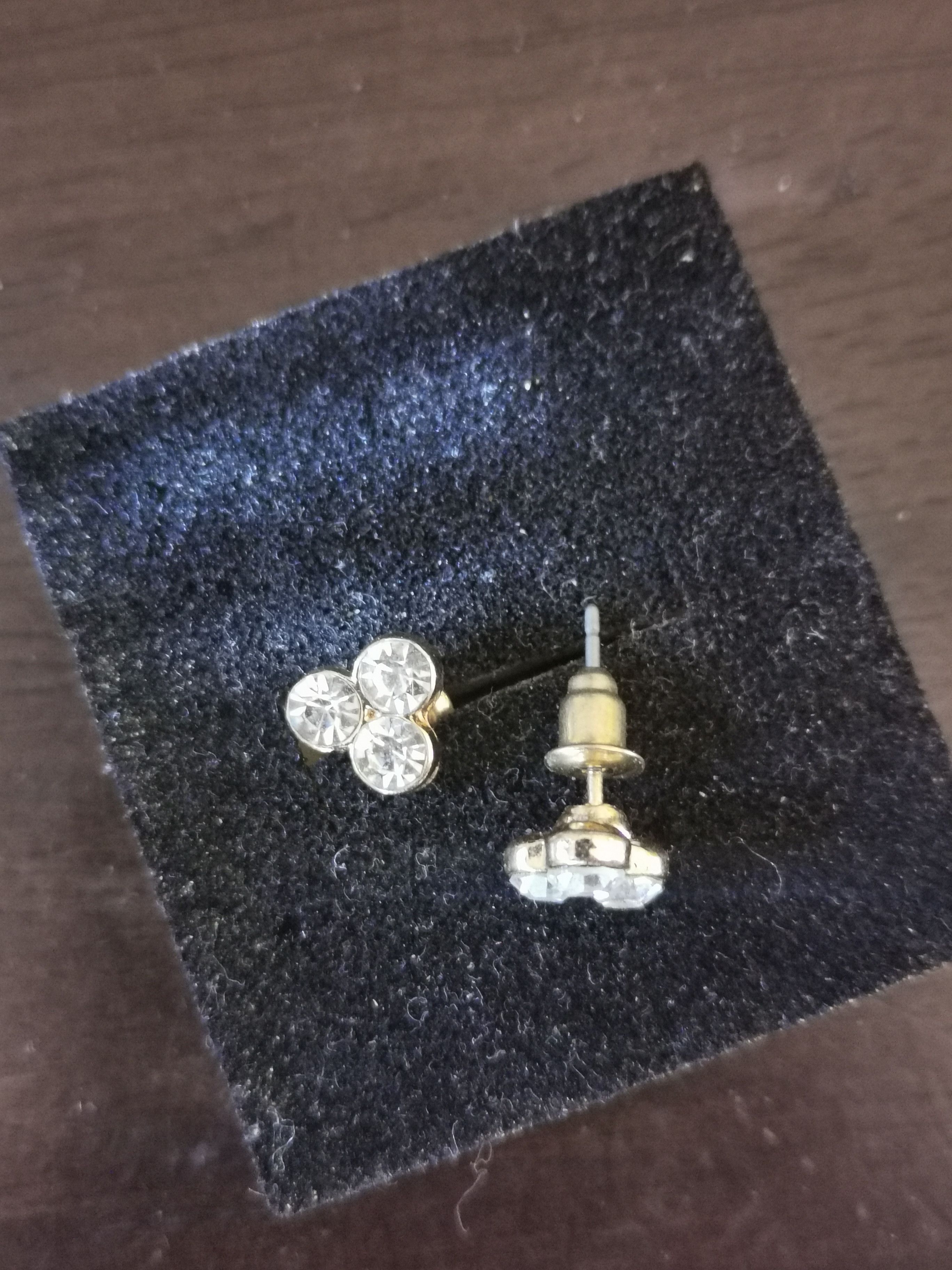 Jewelry Triple Diamond Stud Earrings in White, Women's