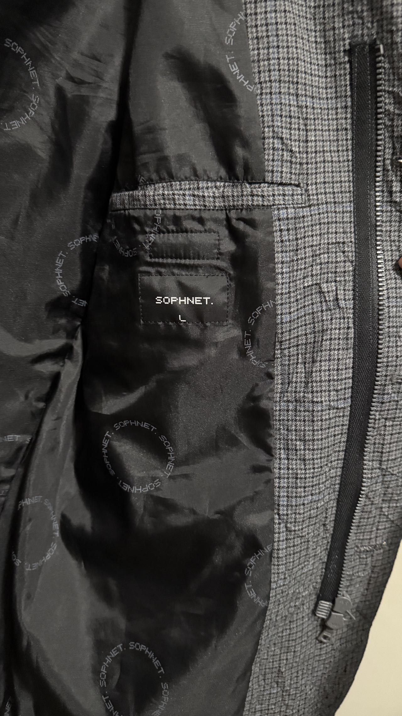 Sophnet. × uniform experiment Sophnet wool ISSEY-Wrinkled effect riri Zipper 3B Jacket L Size 38R - 6 Thumbnail