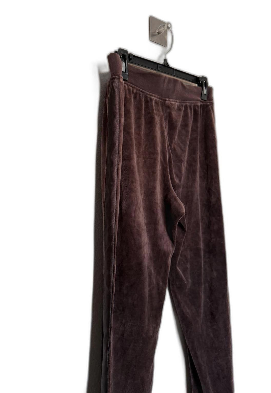 Designer Chocolate Brown Velvet Velour Sweat Pants with Satin Stripe Size 32" / US 10 / IT 46 - 1 Thumbnail