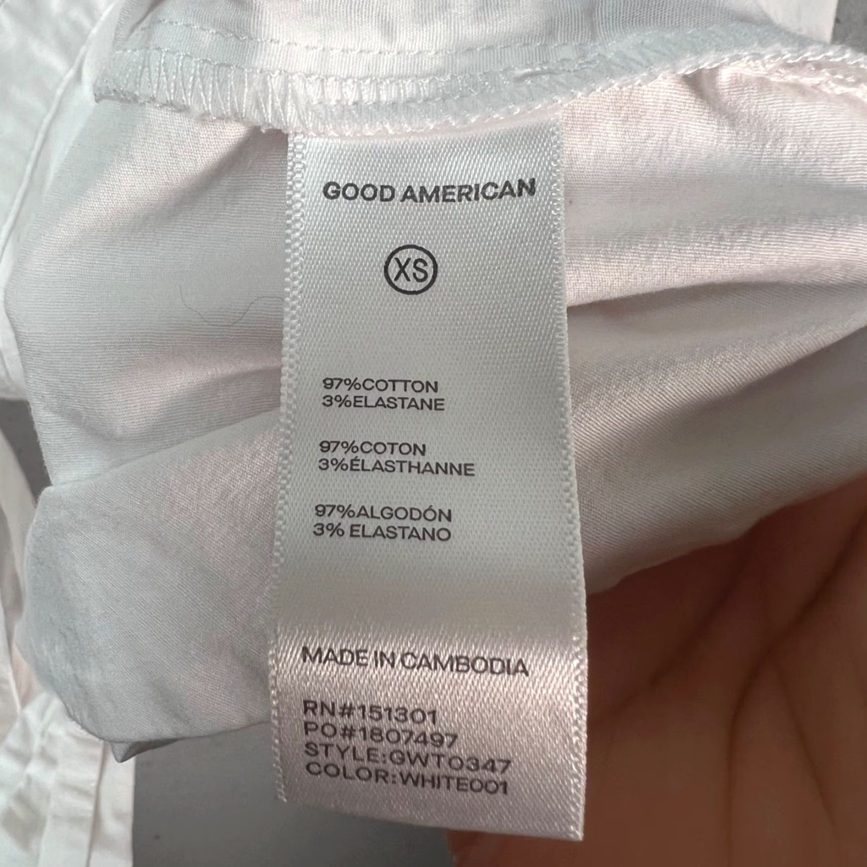 Good American Good American Button-Up Shirt XS White Cotton Blend Tie-Back Detail Women Long Sleeve Collared Shirt Size XS / US 0-2 / IT 36-38 - 4 Thumbnail