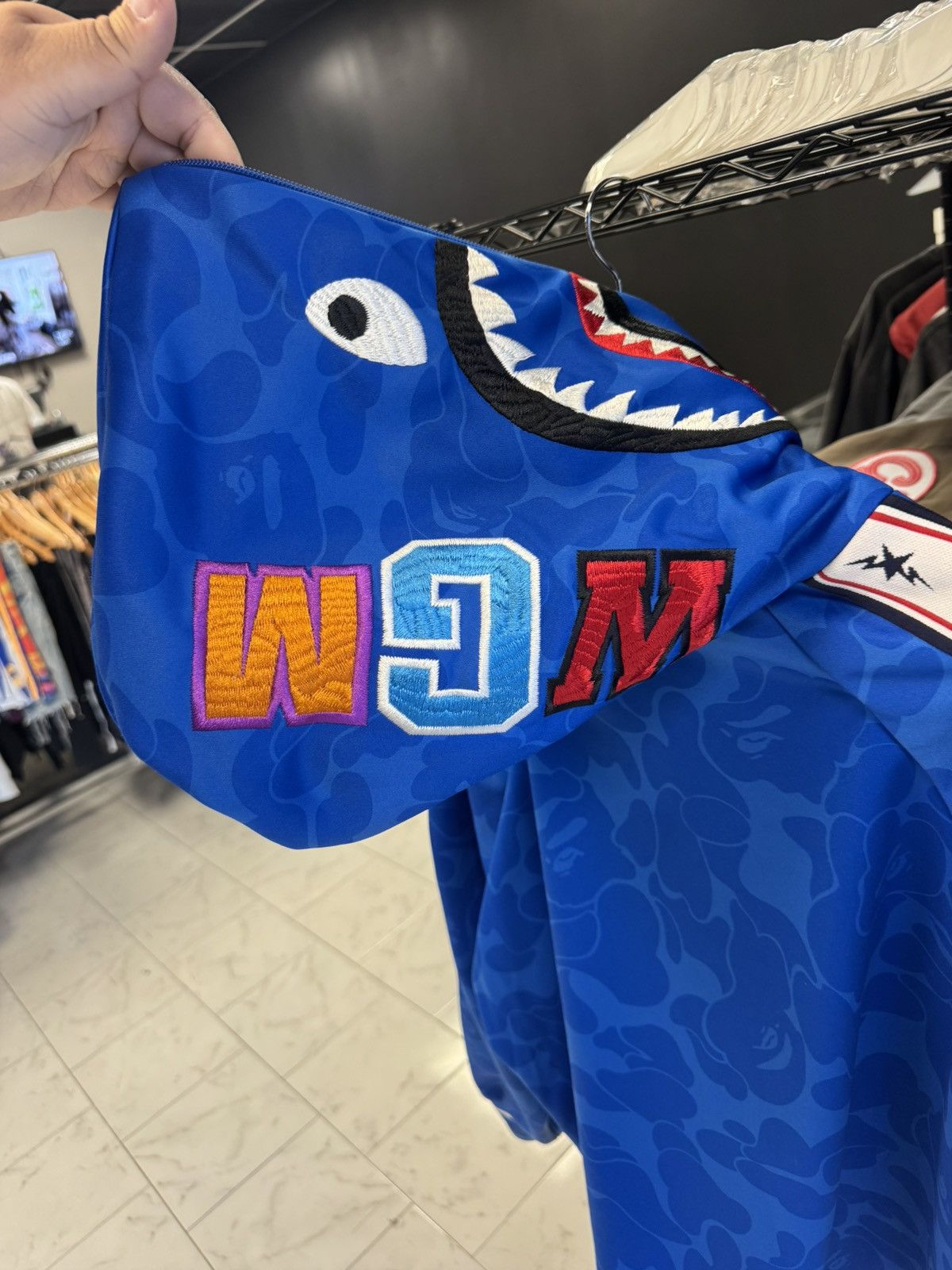 Other Blue Bape Solid Camo Full Zip Shark Hoodie Size Large Size US L / EU 52-54 / 3 - 12 Thumbnail