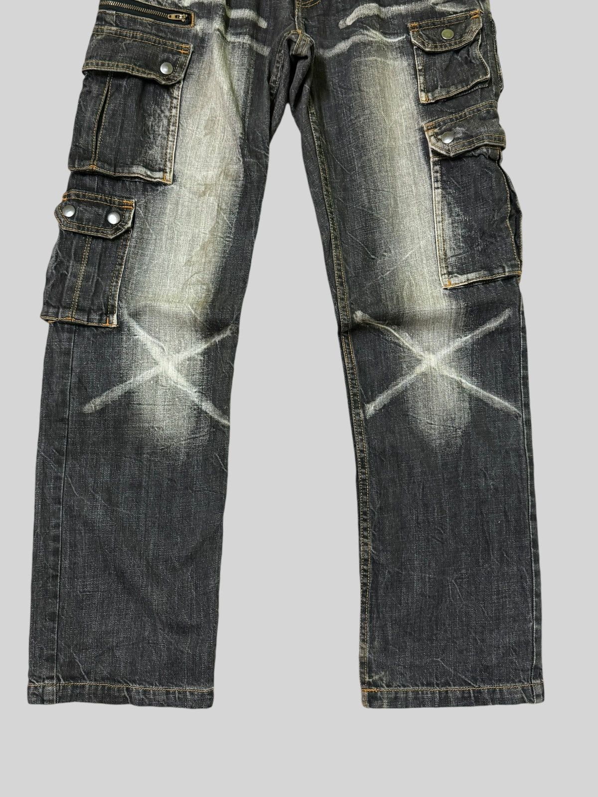If Six Was Nine VOMANIE MULTI POCKET ACID WASH STYLE CARGO DENIM Size US 31 - 5 Thumbnail