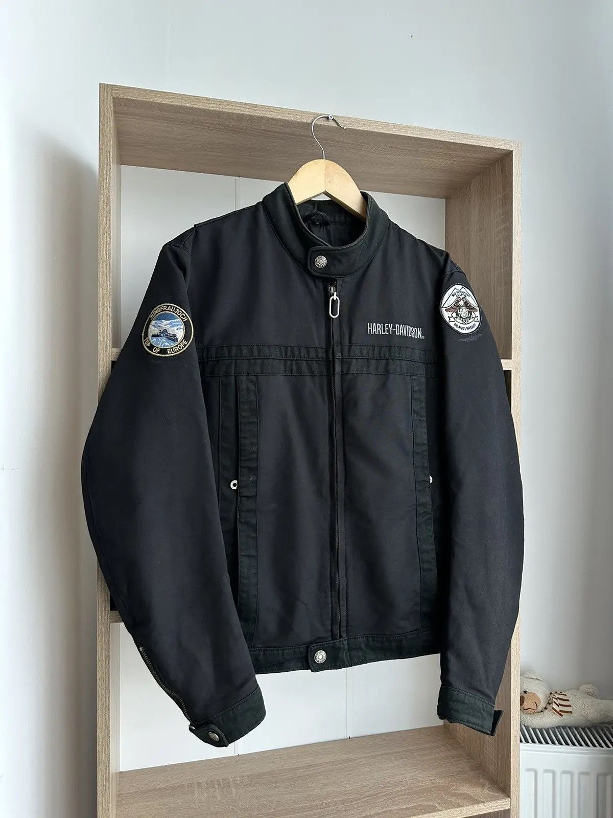 Harley Davidson × Vintage Vintage Harley-Davidson Big Logo Moto Black Jacket Size US S / EU 44-46 / 1 - 2 Thumbnail