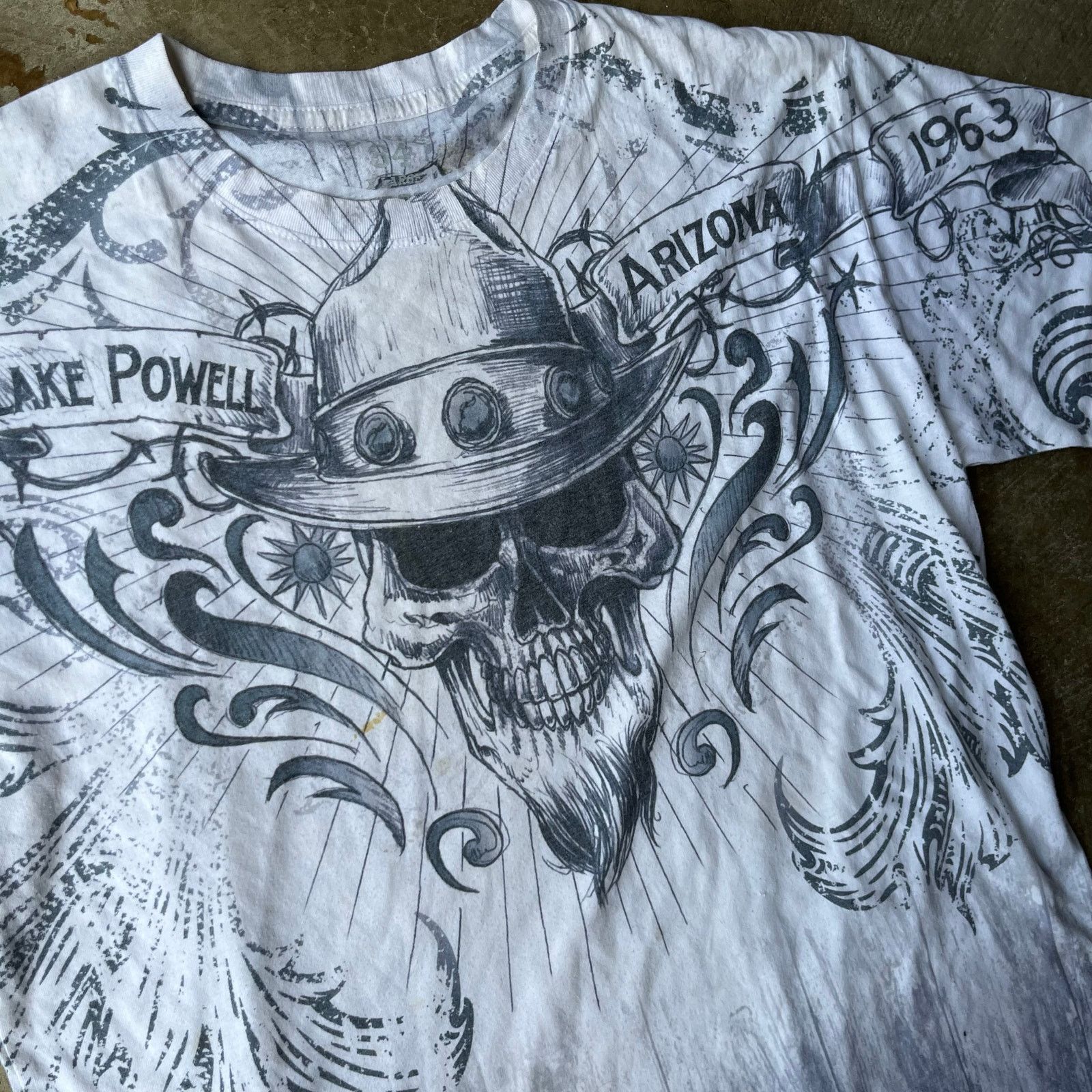 Vintage VINTAGE Y2K SKULL AOP SHIRT GRUNGE BLUE 64 XL BAGGY Size US XL / EU 56 / 4 - 2 Thumbnail