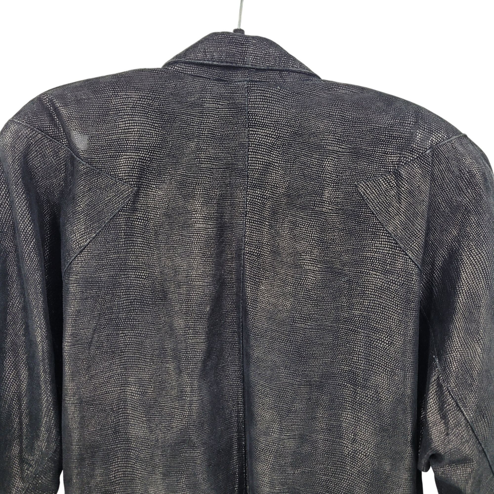 Vintage Vtg 80s Genuine Leather Jacket Sz L Black Oil Slick Textured Size L / US 10 / IT 46 - 10 Thumbnail