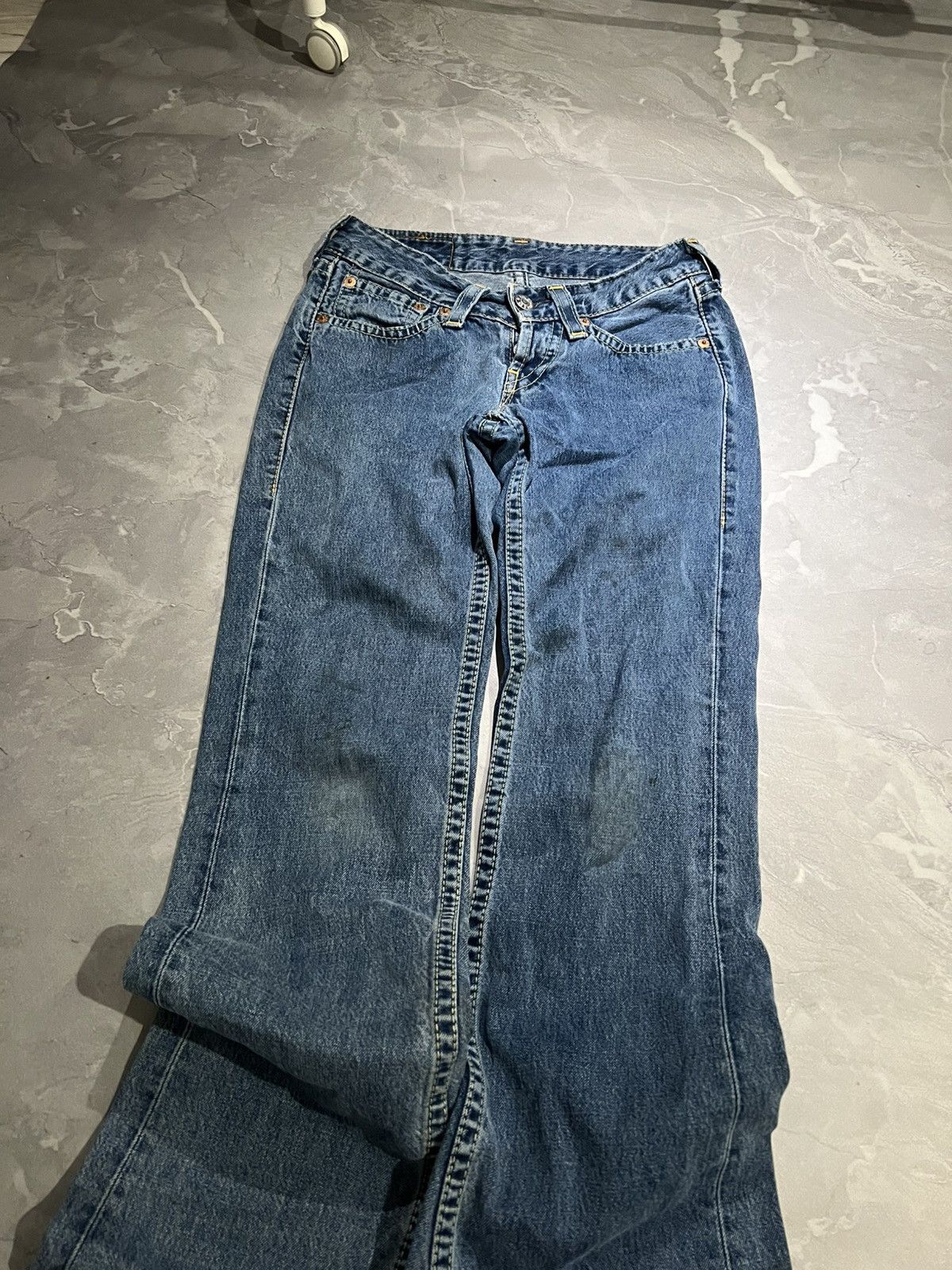 Vintage Flared Retro Levis Faded Jeans / Avan Garde Distressed 90s Size US 28 / EU 44 - 6 Thumbnail