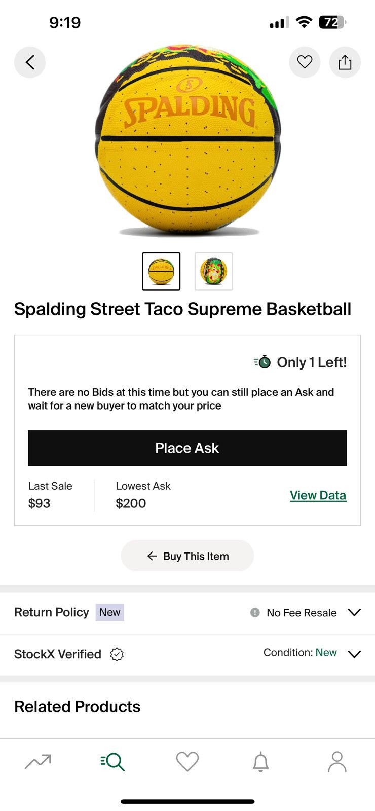Spalding Spalding Taco Basketball Size ONE SIZE - 3 Thumbnail
