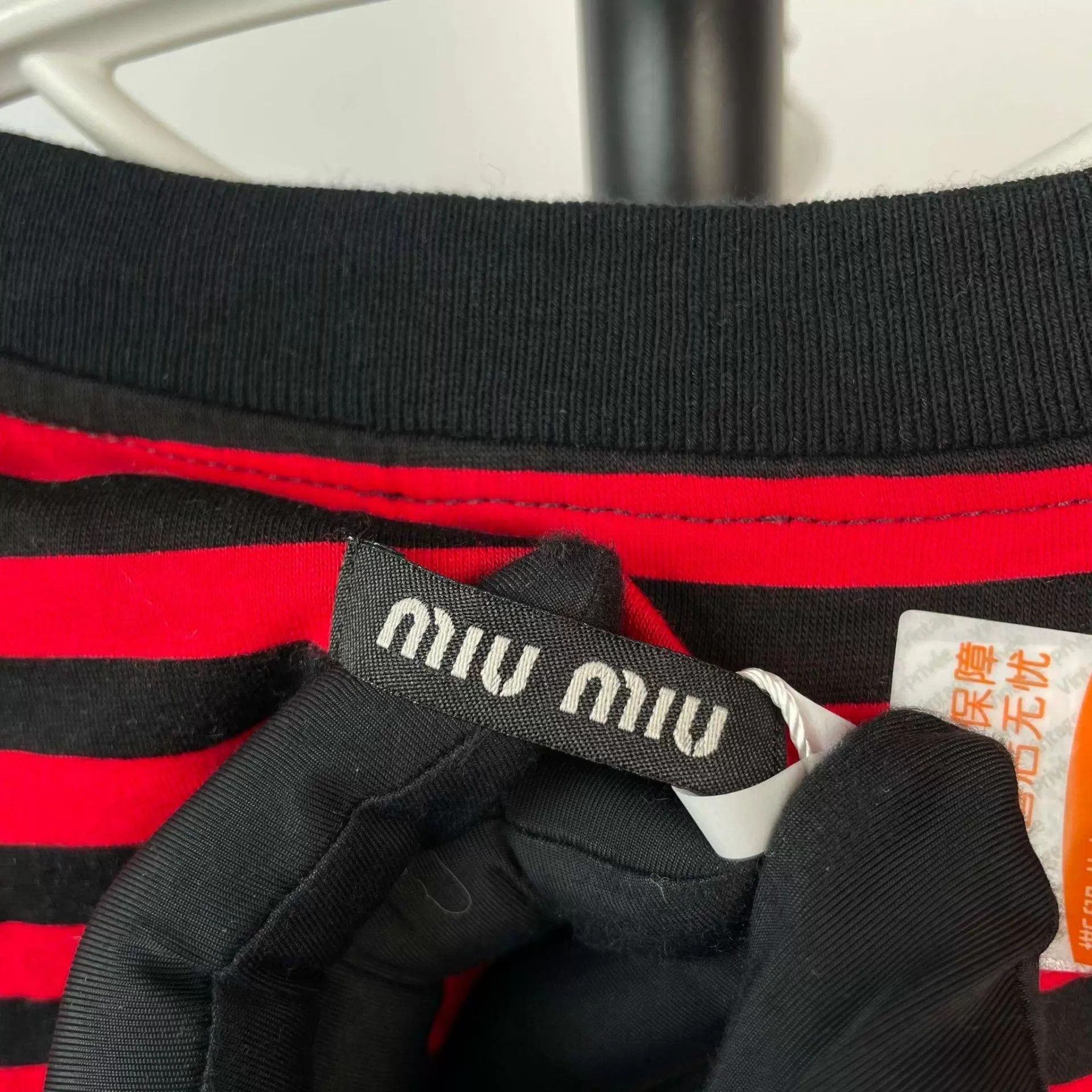 Miu Miu MIU MIU Red-Black Striped Short Sleeve T-shirt Size S / US 4 / IT 40 - 6 Thumbnail
