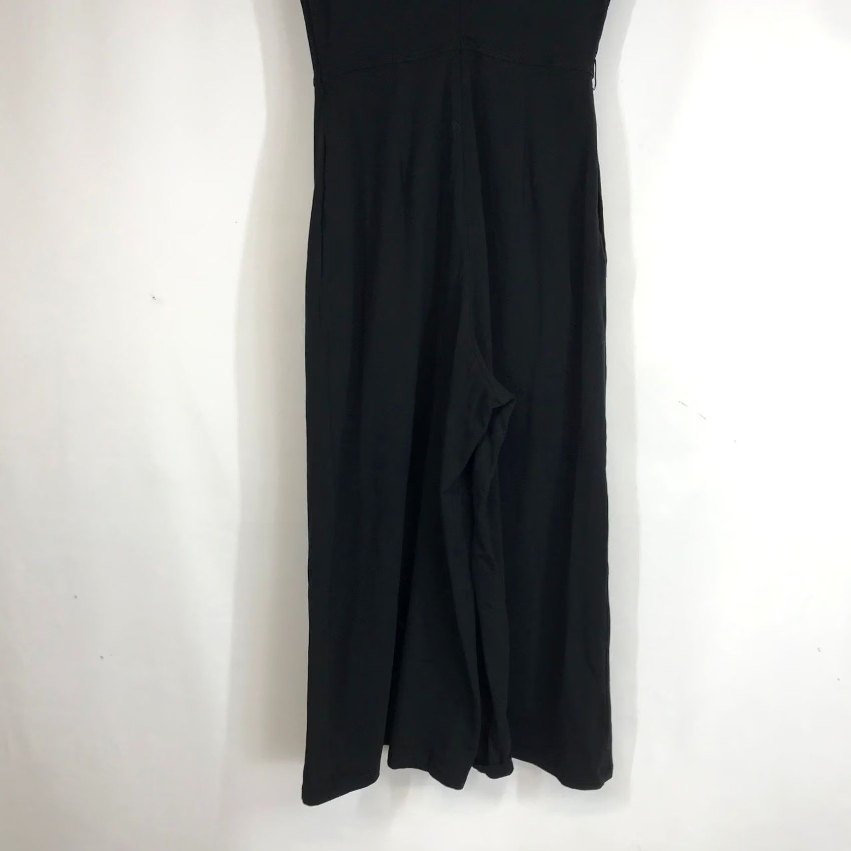Vintage eShakti Black Draped Mock Neck Cap Sleeve Wide Leg Jumpsuit Size 4 Women's One-Piece Party/Cocktail Workwear Casual Elegant Size 27" / US 4 / IT 40 - 6 Thumbnail