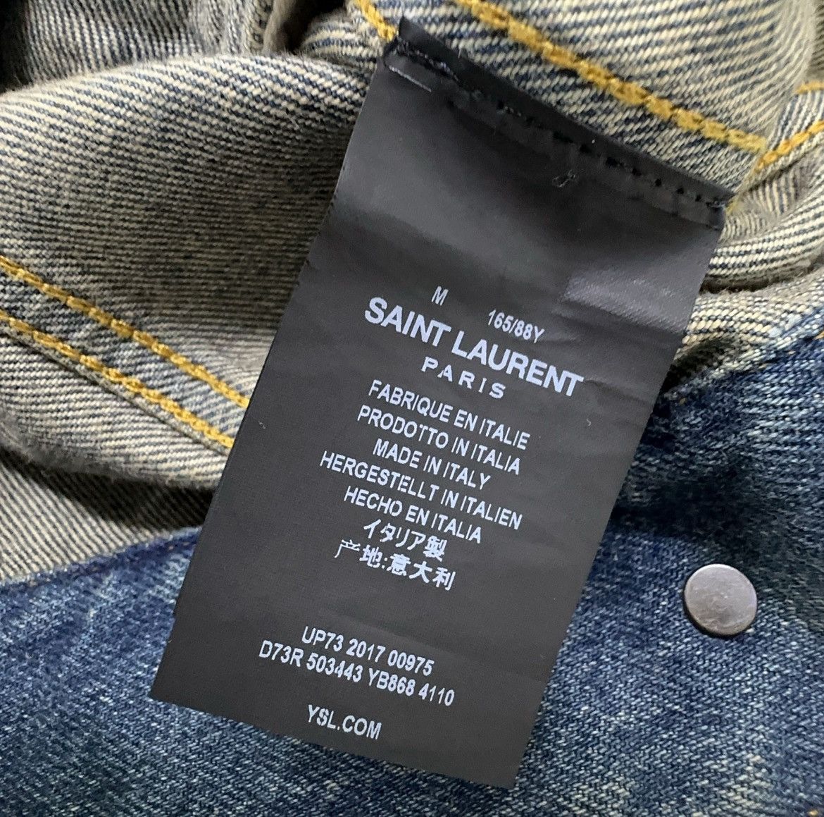 Saint Laurent Paris Saint Laurent Paris studded distressed blue denim Jacket Size US M / EU 48-50 / 2 - 5 Thumbnail