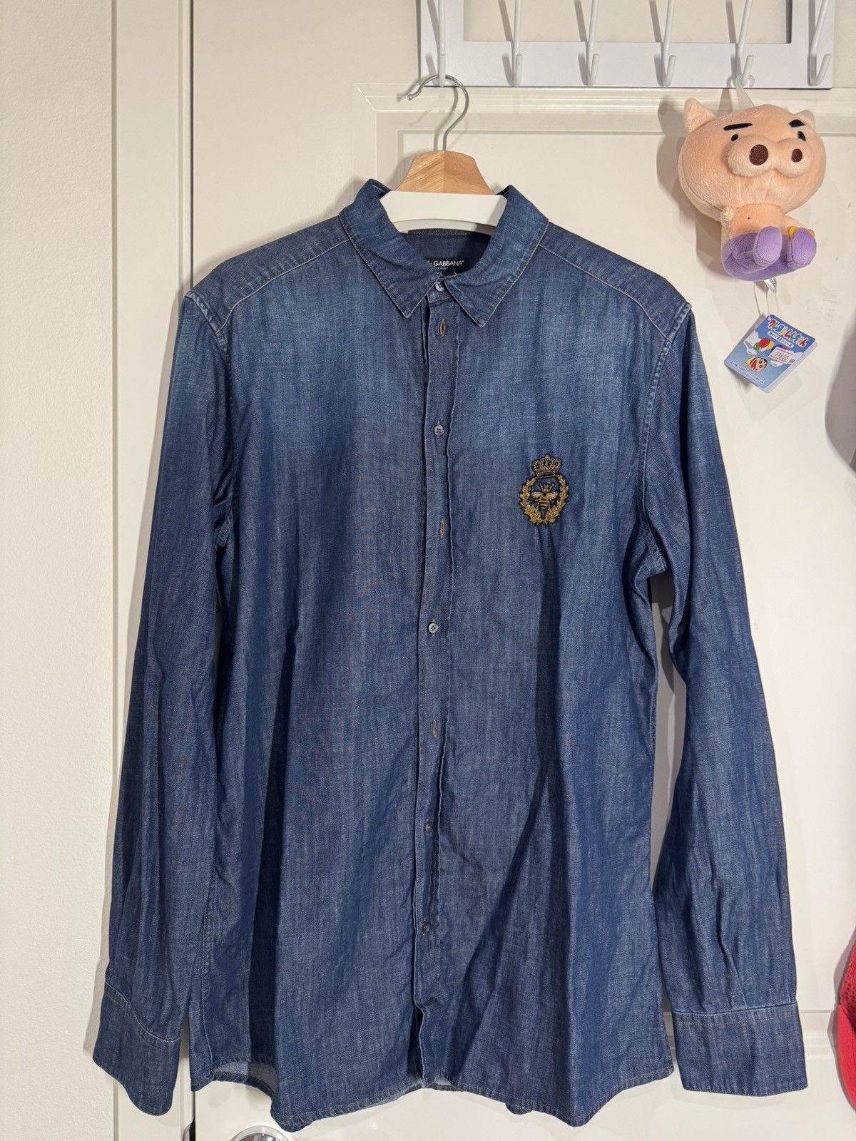 Dolce & Gabbana D&G Gold Denim Shirt with Bee Emblem Size US XS / EU 42 / 0 - 1 Thumbnail