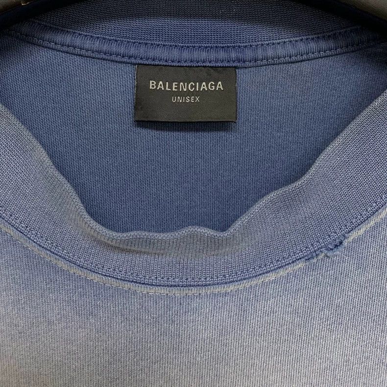 Balenciaga Balenciaga Washed haze blue letter logo short sleeves Size US L / EU 52-54 / 3 - 3 Thumbnail