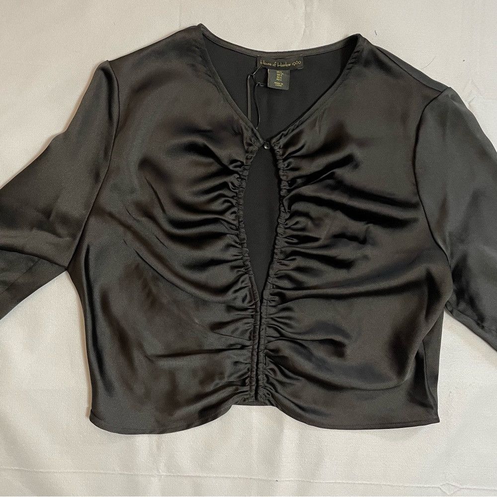 House of Harlow NWT New House of Harlow 1960 Black Satin Long Sleeve Blouse Size L / US 10 / IT 46 - 6 Thumbnail