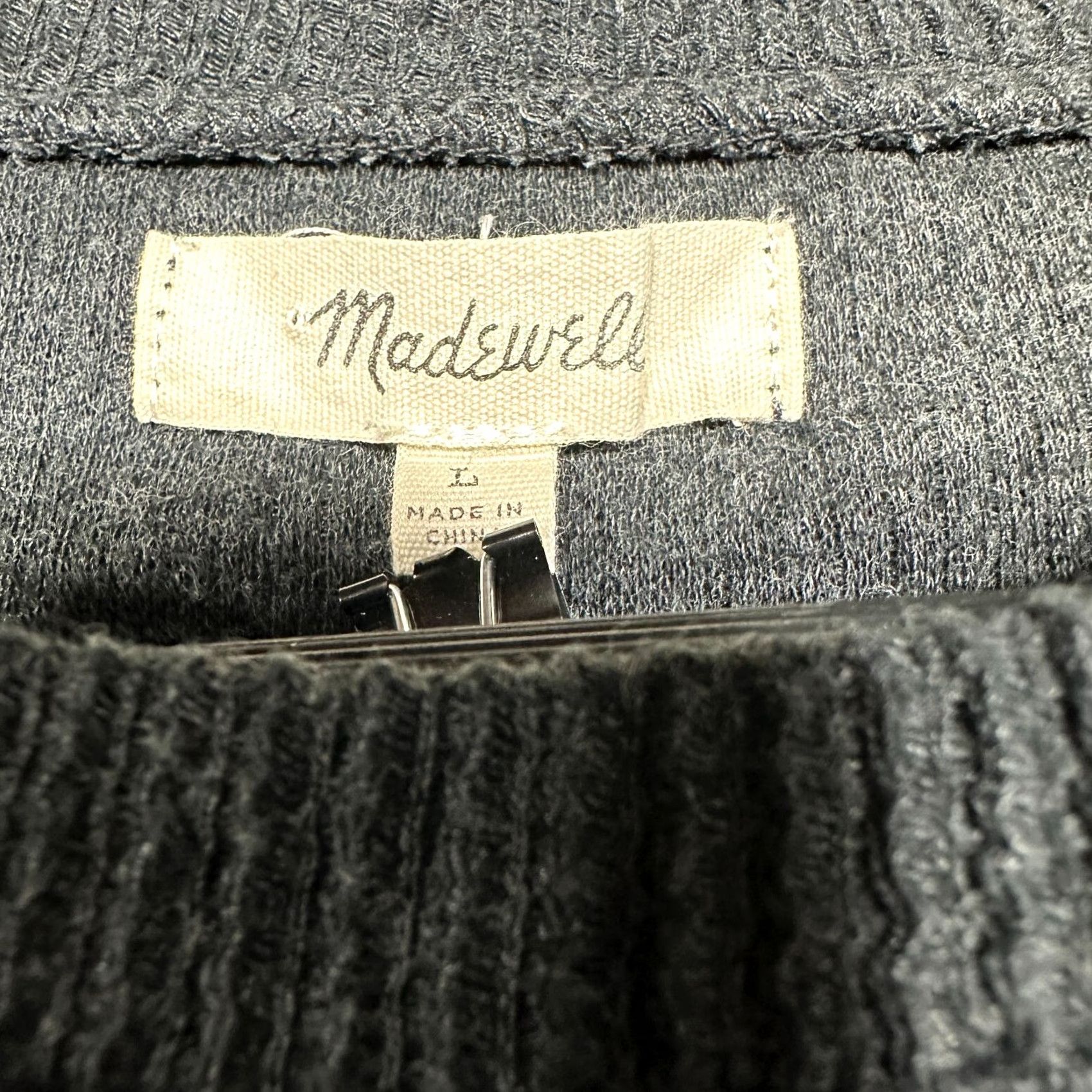 Madewell Madewell Top Womens Large Ruffle Cuff Ribbed Knit Top Long Sleeve Gray Size L / US 10 / IT 46 - 5 Thumbnail