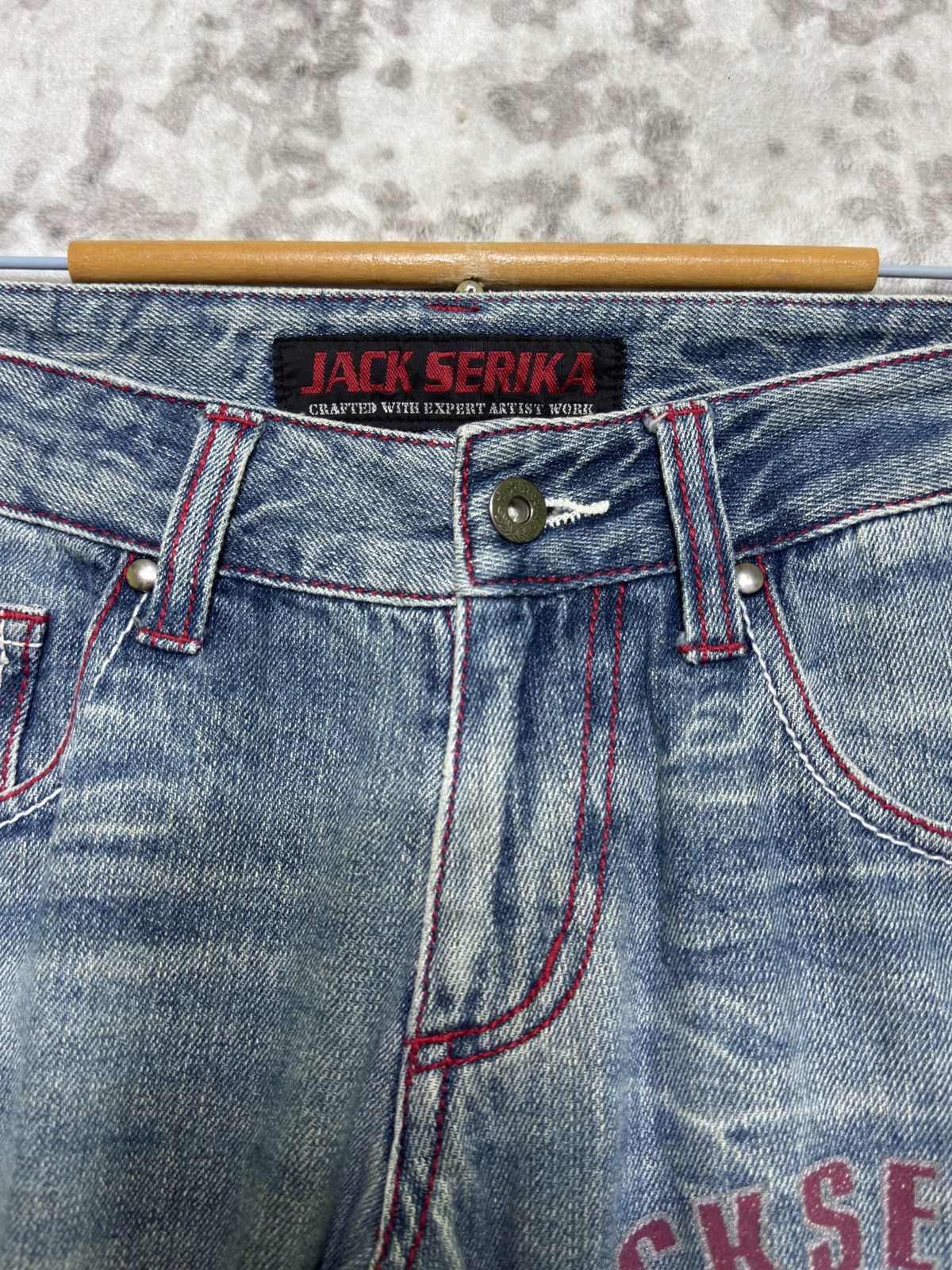 Hysteric Glamour Jack Serika Poem Print Denim Crack Wash Visual Kei Archive Size US 29 - 8 Thumbnail