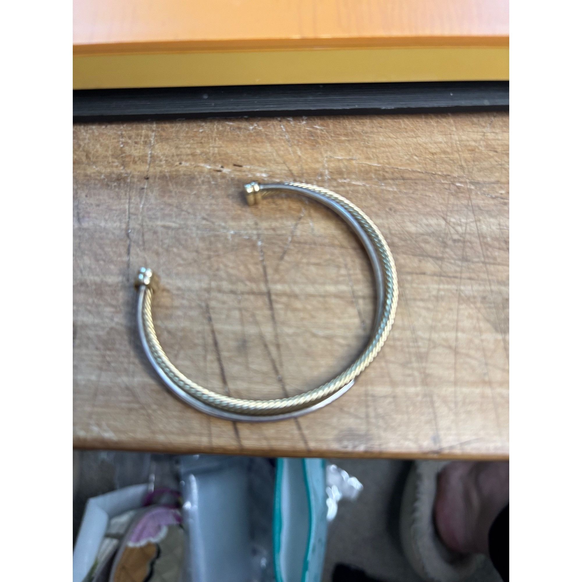 Other Gold-Tone Twisted Cable Open Cuff Bracelet With Polished End Size ONE SIZE - 5 Thumbnail