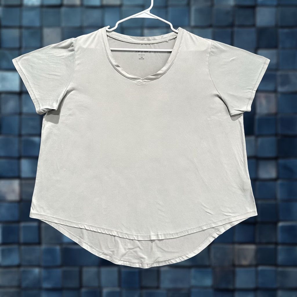 Vintage New Directions Intimates Shirt Womens 1X Plus Gray V-Neck Short Sleeve Size XL / US 12-14 / IT 48-50 - 1 Thumbnail