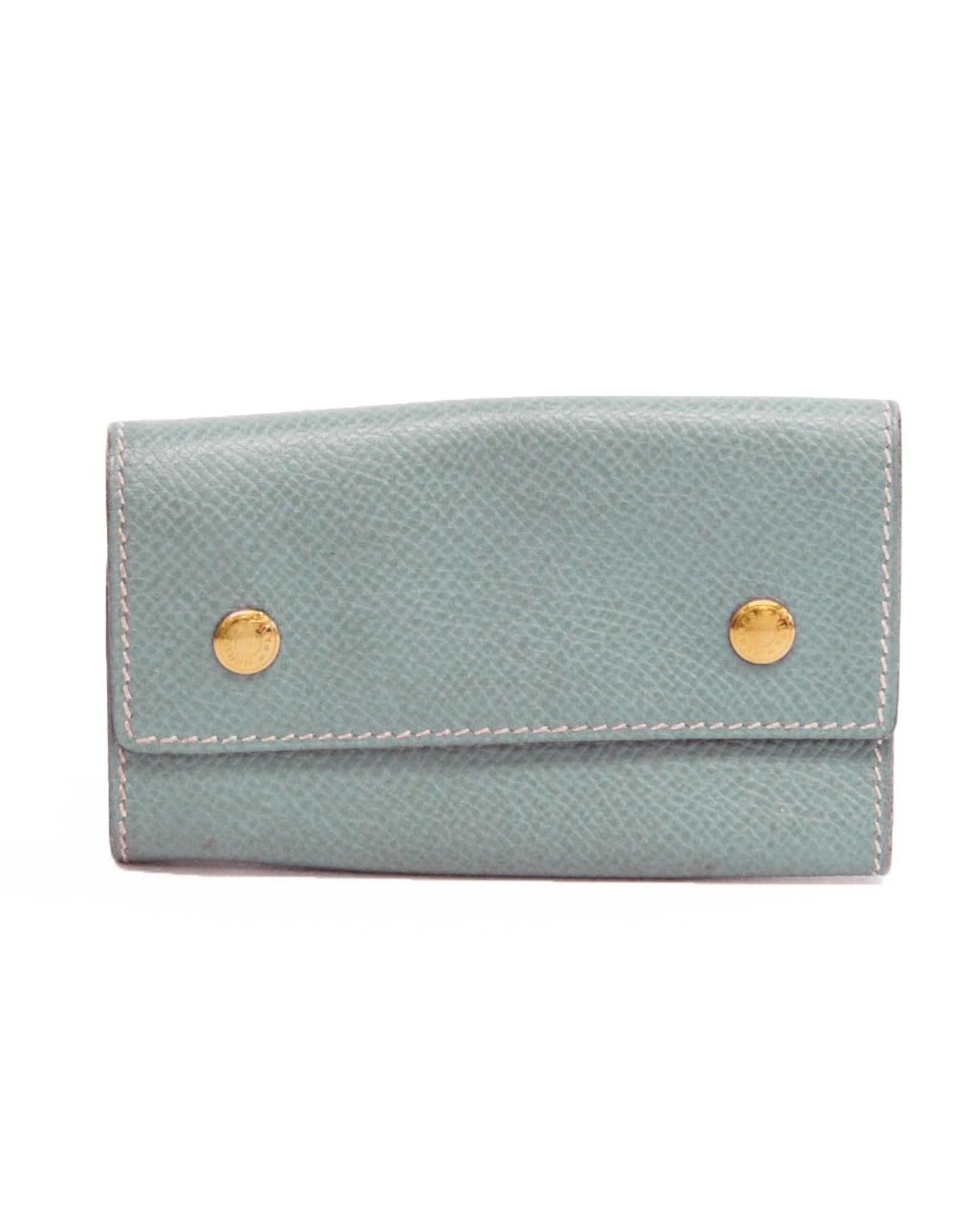 image of Leather Key Holder With Blue Exterior By Hermes, Women's