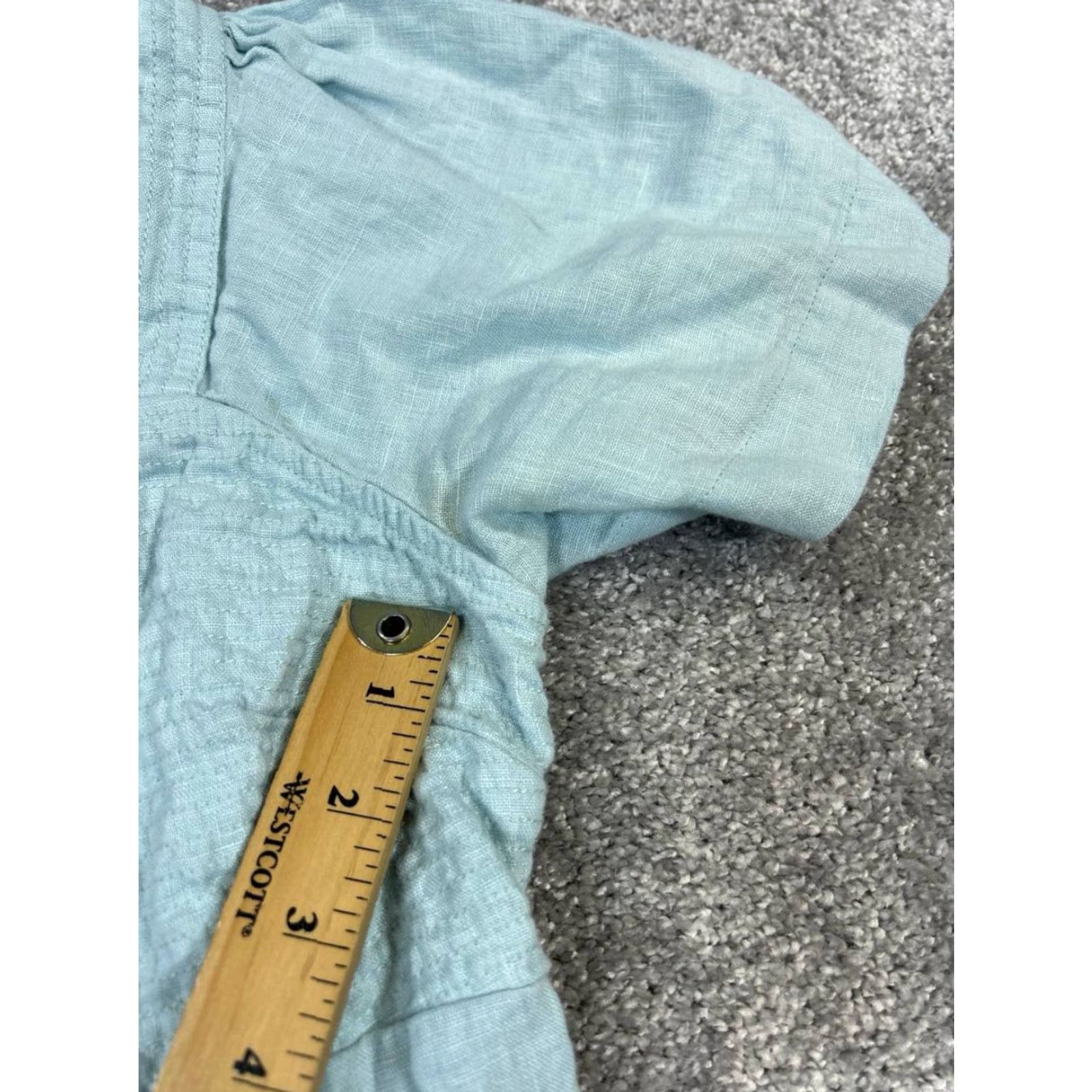 Madewell Madewell Dress Blouson Shirt Womens 2 Blue Linen Short Sleeve Square Neck Pullover Casual Spring Summer Mar 2 Womens Size XS / US 0-2 / IT 36-38 - 6 Thumbnail