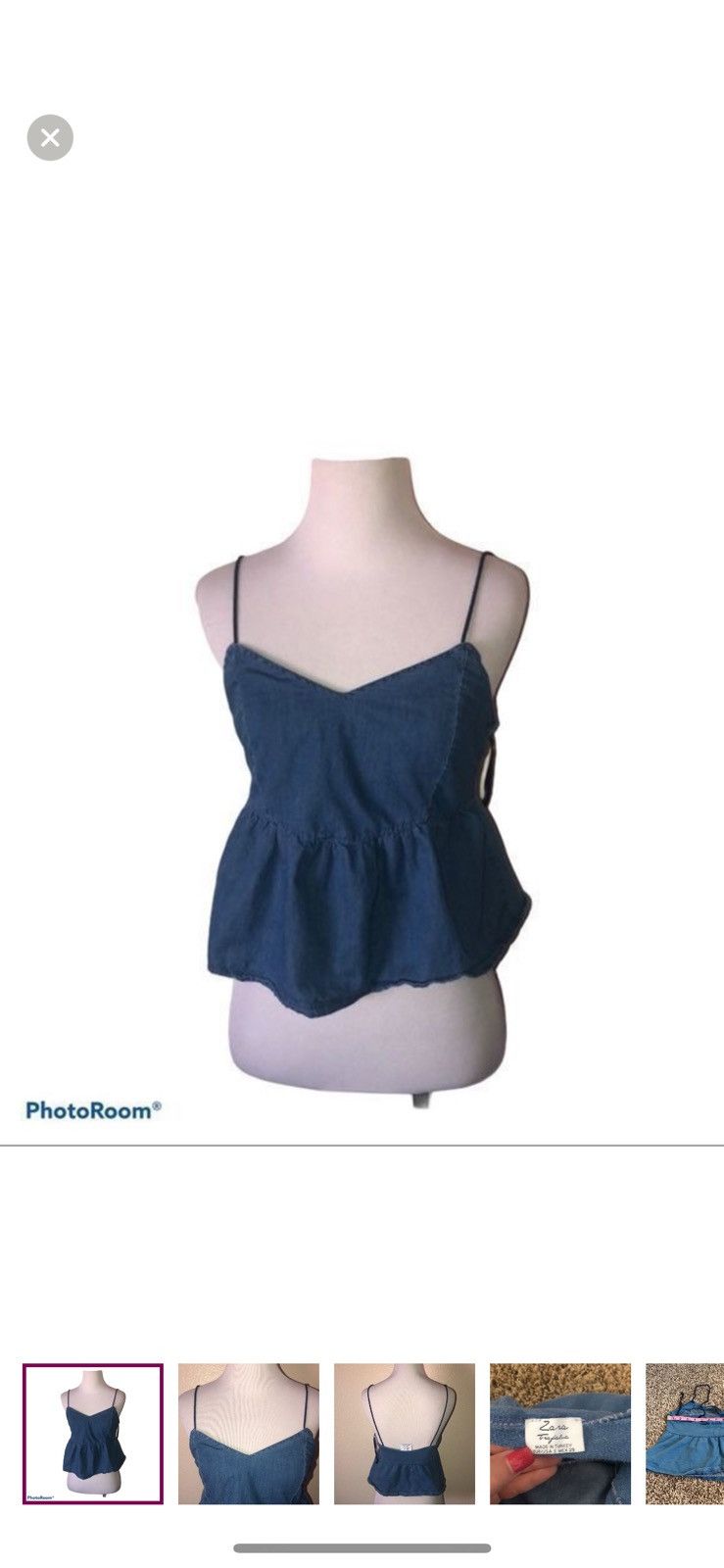 Zara Zara trafaluc small chambray crop top Size S / US 4 / IT 40 - 1 Thumbnail