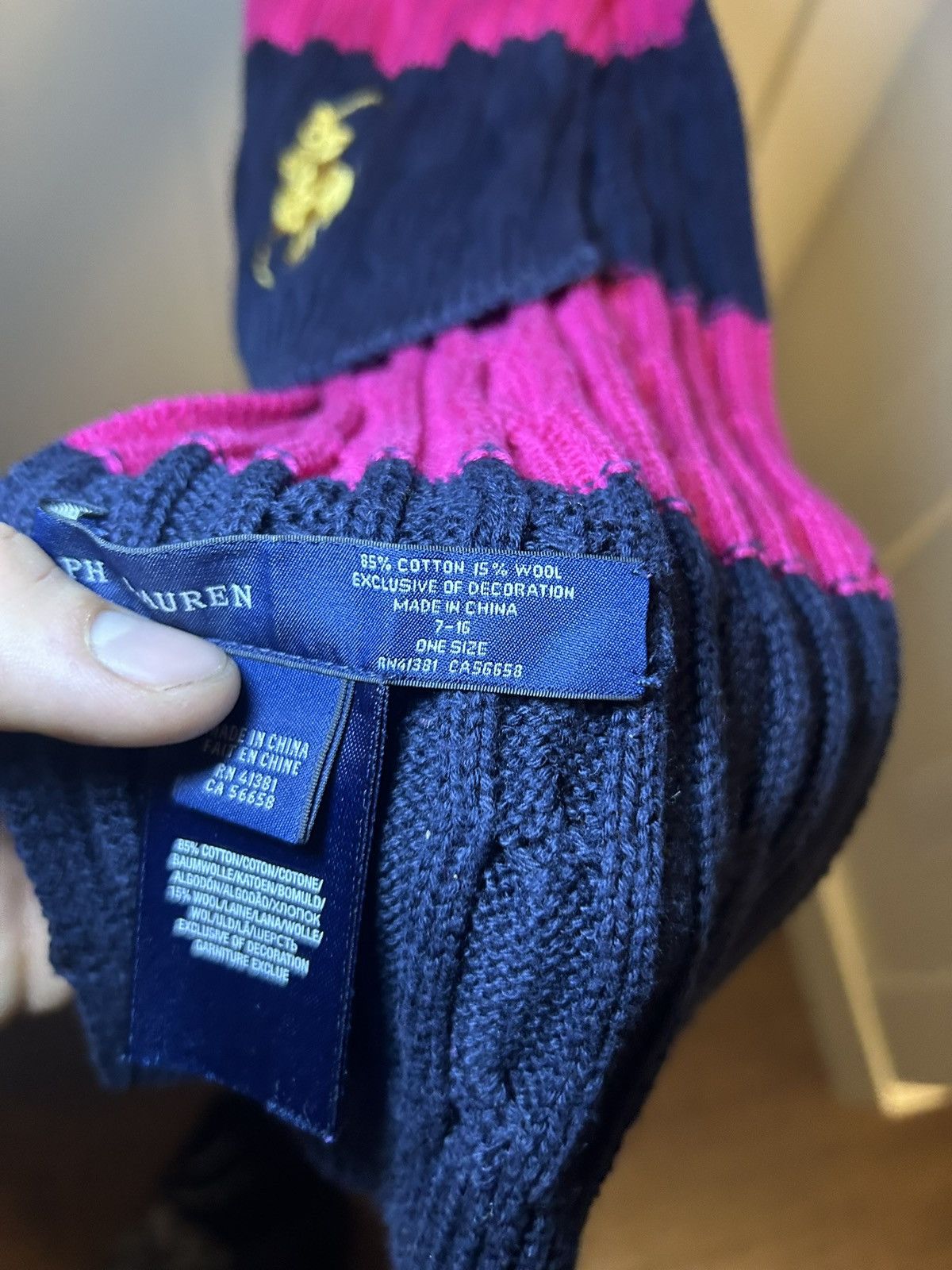 Polo Ralph Lauren Vintage Polo Ralph Lauren big pony cable knit wool scarf Size ONE SIZE - 6 Thumbnail