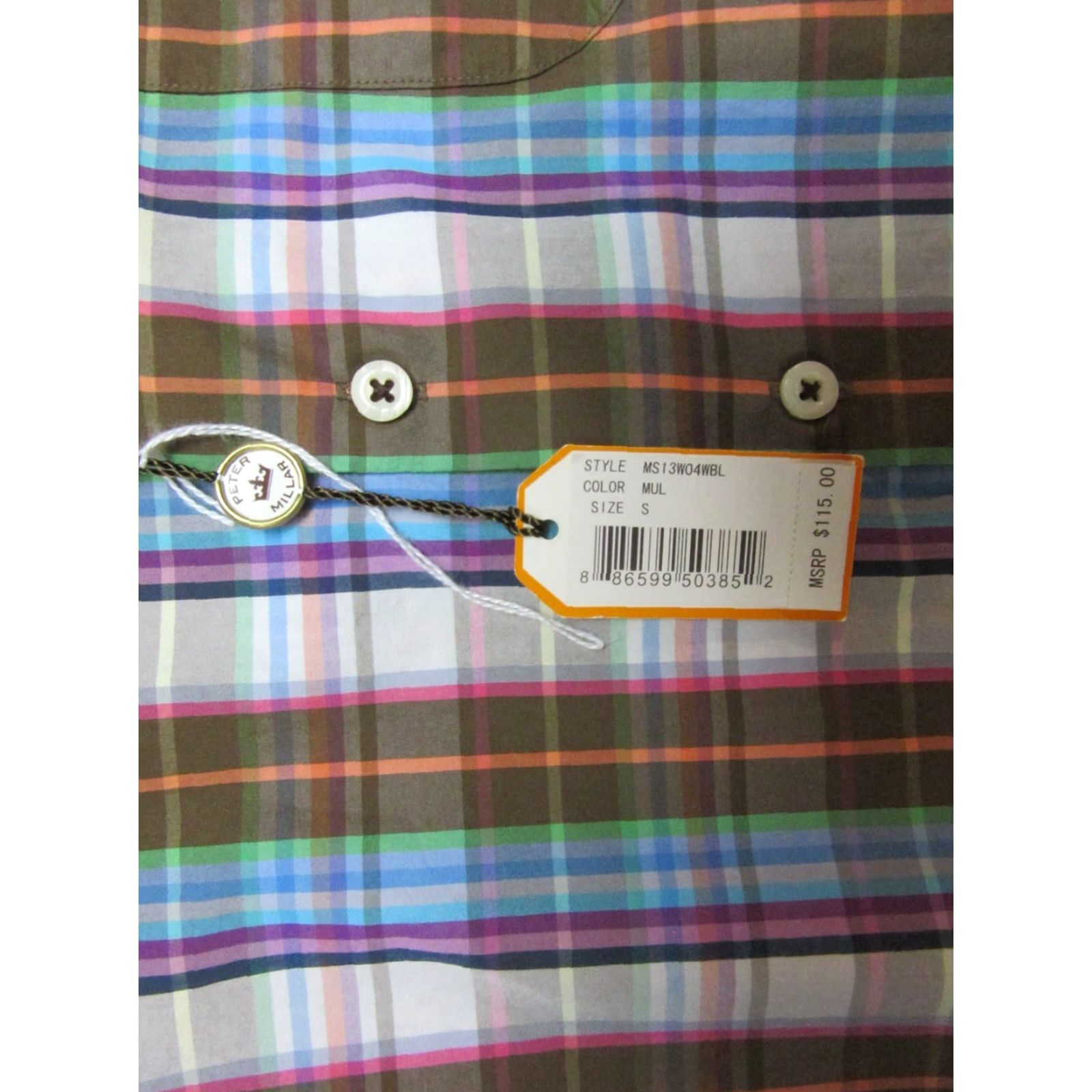 Peter Millar Peter Millar Shirt Mens Small Multicolor Blue Brown Plaid Weekender Casual Button-Down Shirt Size US S / EU 44-46 / 1 - 3 Thumbnail