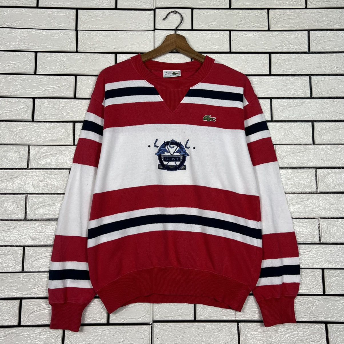 Lacoste CHEMISE LACOSTE Center Logo Striped Sweatshirt #4292-C195 Size US M / EU 48-50 / 2 - 1 Thumbnail