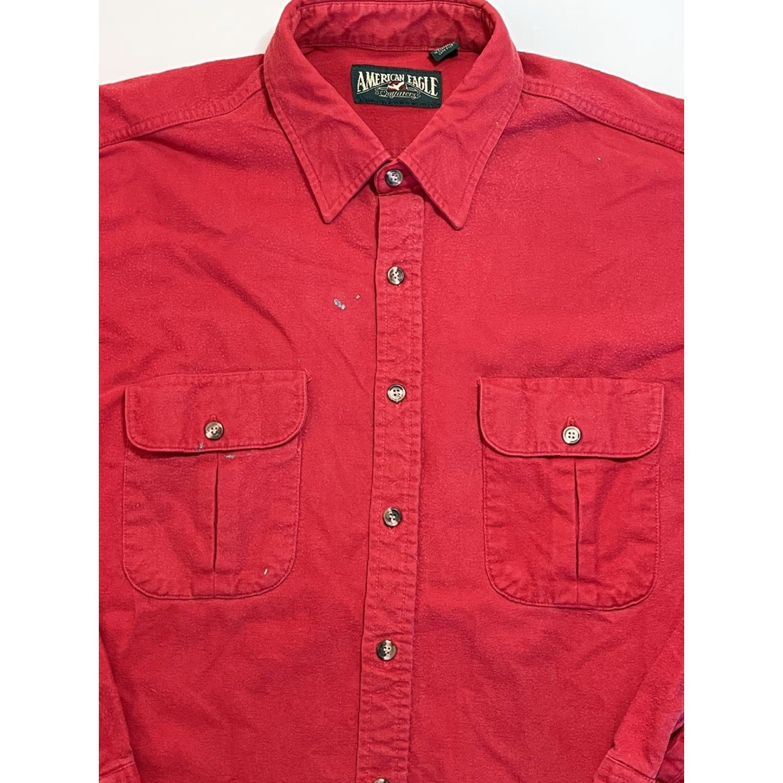 American Eagle Outfitters VINTAGE American Eagle Outfitters 90s Flannel Shirt XL Red Solid Button-Up Mens Size US XL / EU 56 / 4 - 2 Thumbnail