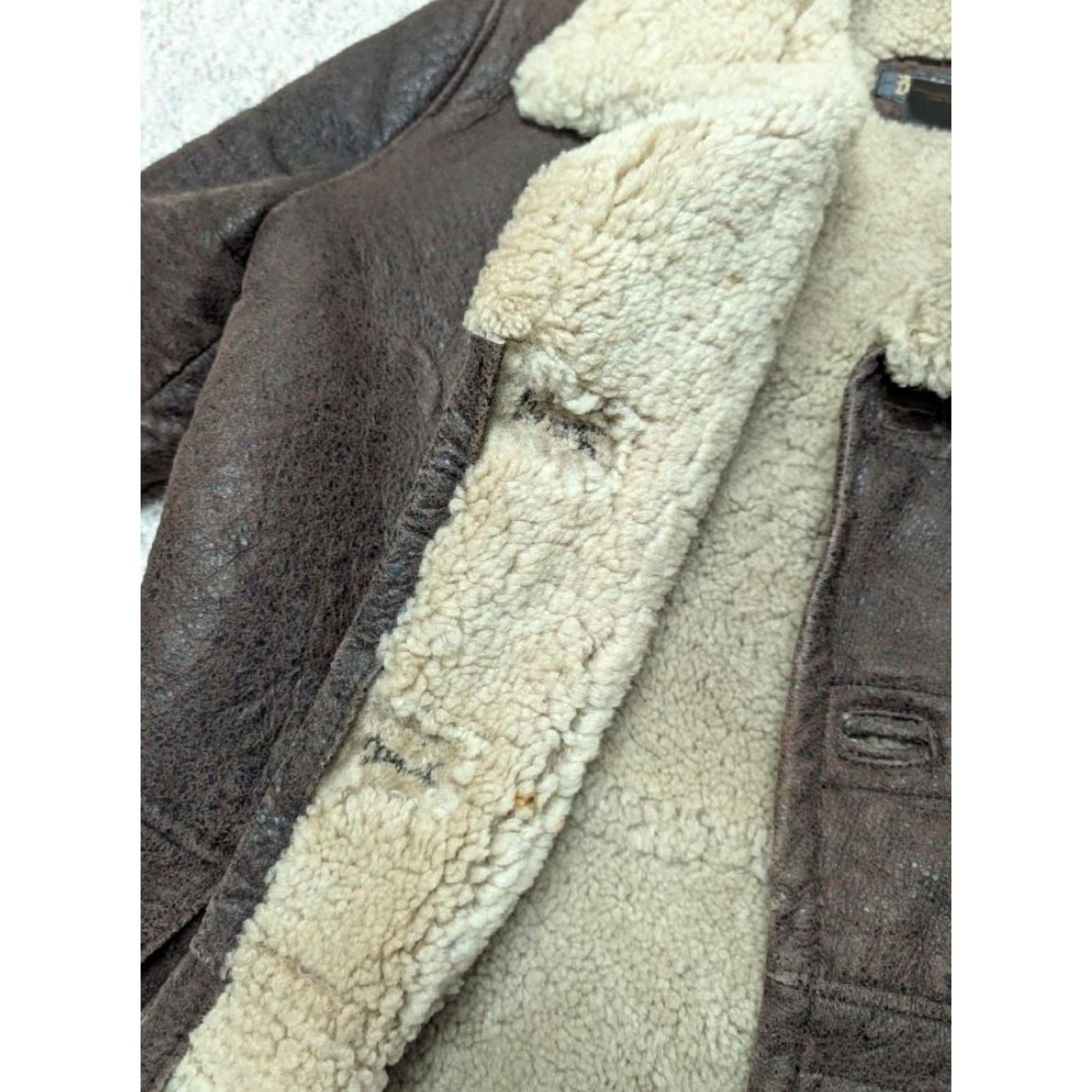Doublet VINTAGE Black Gama SHEEPSKIN Leather Coat SHERPA PILE lined Patina coat S Brown Men Regular XS Coat Size US S / EU 44-46 / 1 - 4 Thumbnail
