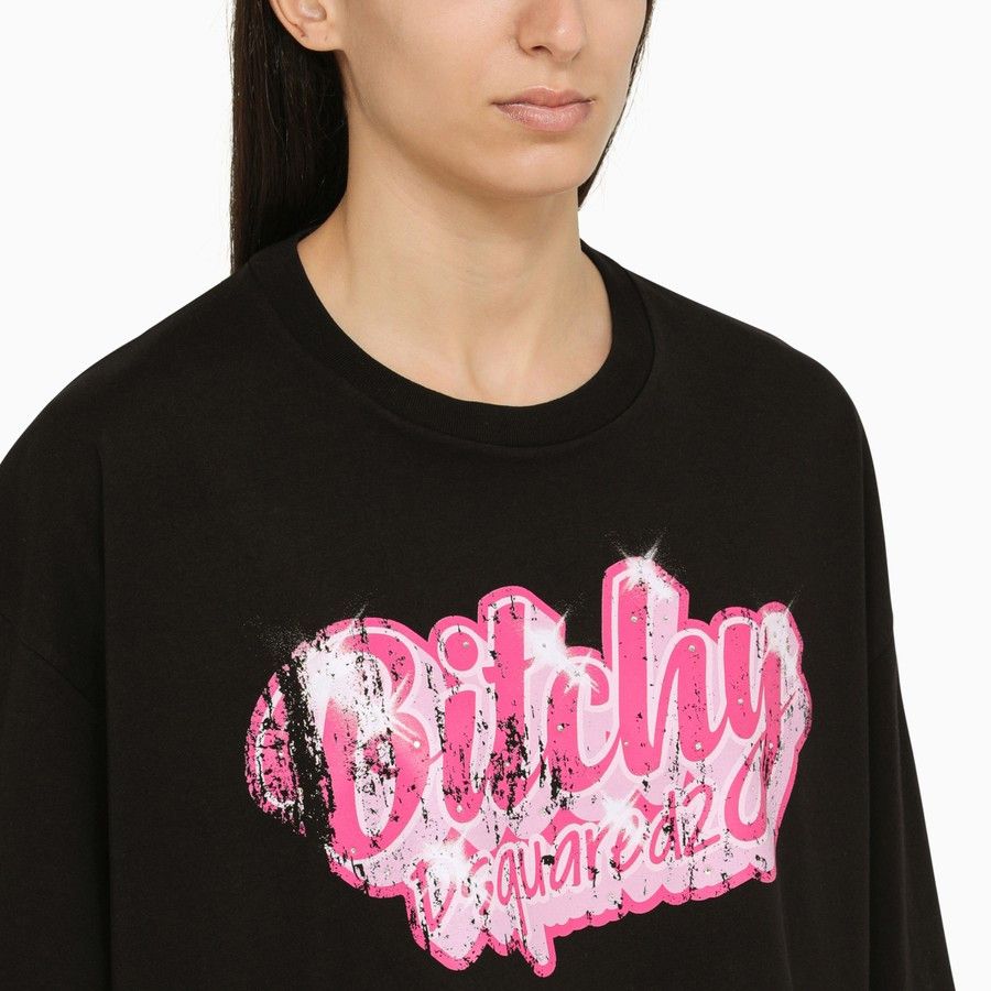 Dsquared2 o1d2blof0824 Oversize Print T-Shirts in Black Size M / US 6-8 / IT 42-44 - 4 Thumbnail