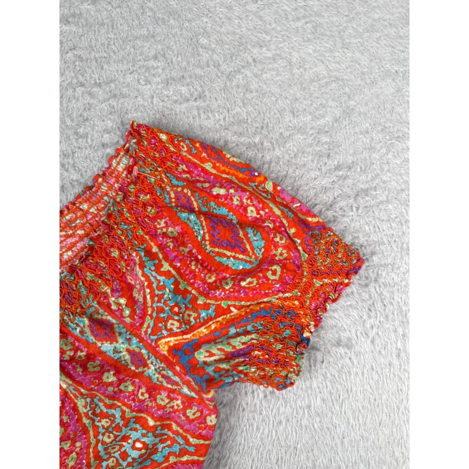 Ralph Lauren VINTAGE Lauren Ralph Lauren Shirt Women Large Red Paisley Boat Neck Cotton Casual 90s Size L / US 10 / IT 46 - 2 Thumbnail