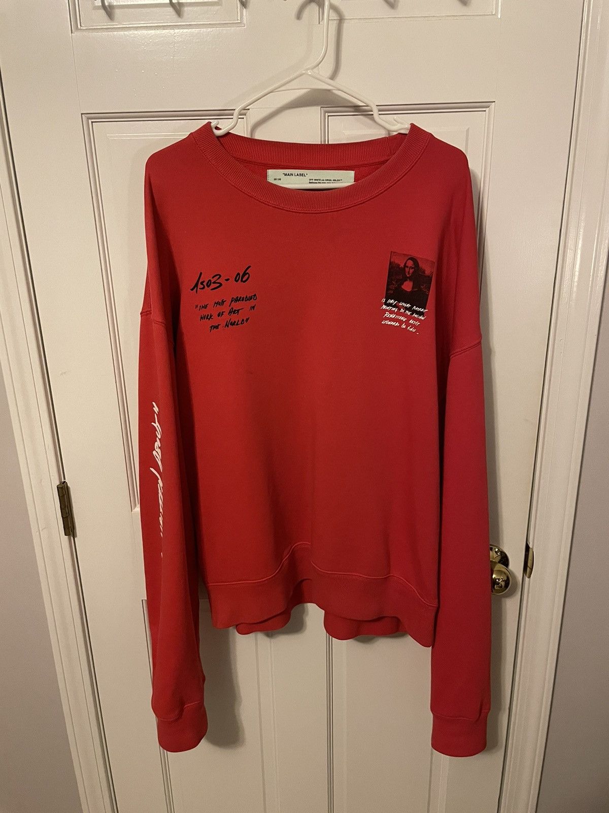 image of Off White Off-White Mona Lisa Crewneck in Red, Men's (Size XL)