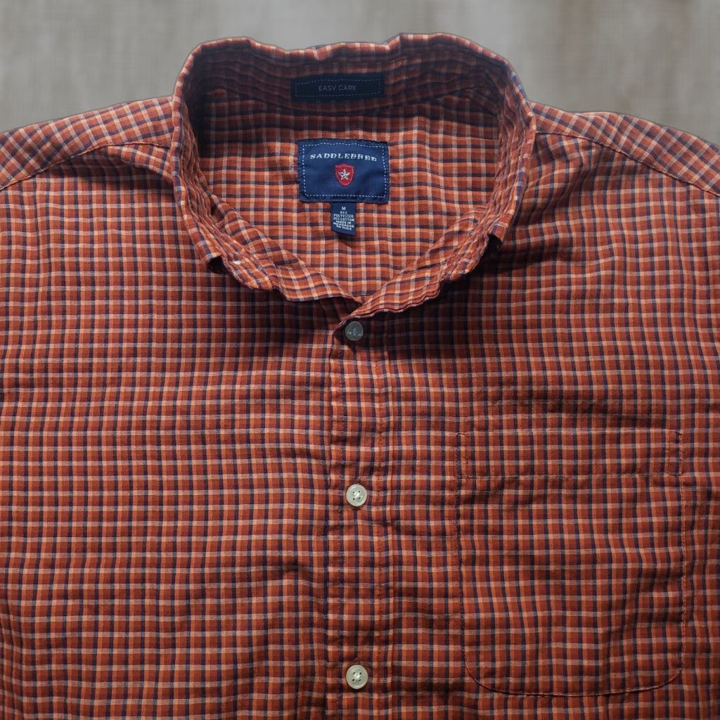 Vintage Saddlebred Orange Plaid Easy Care Classic Fit Long Sleeve Button-Up Shirt Men's Medium Size US M / EU 48-50 / 2 - 1 Thumbnail