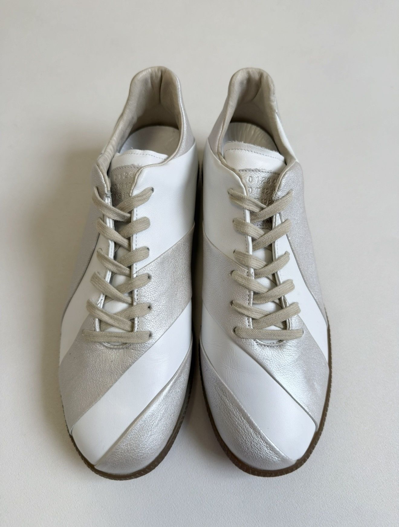 Maison Margiela S/S 10 Silver/White Striped GAT Sneakers Size US 9 / EU 42 - 1 Thumbnail