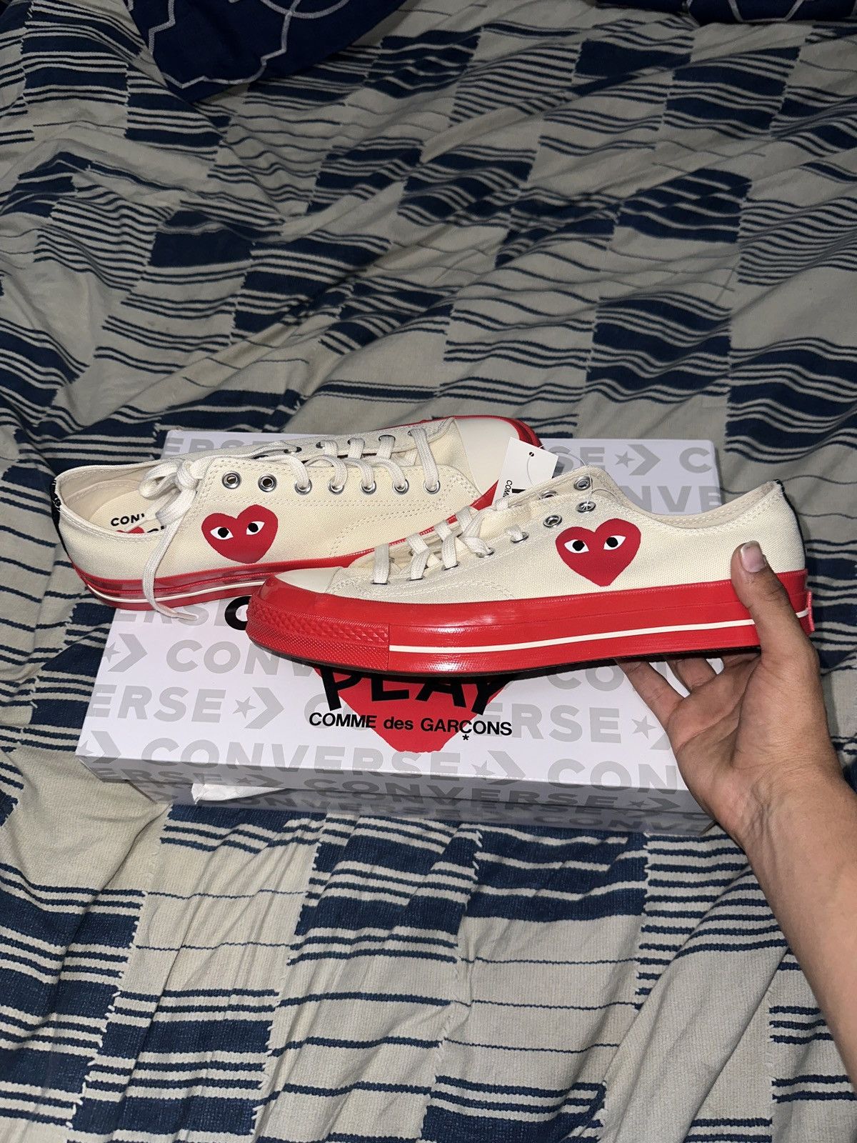 image of Comme Des Garcons x Converse Cdg Chuck 70 Low Shoes in White, Men's (Size 11)
