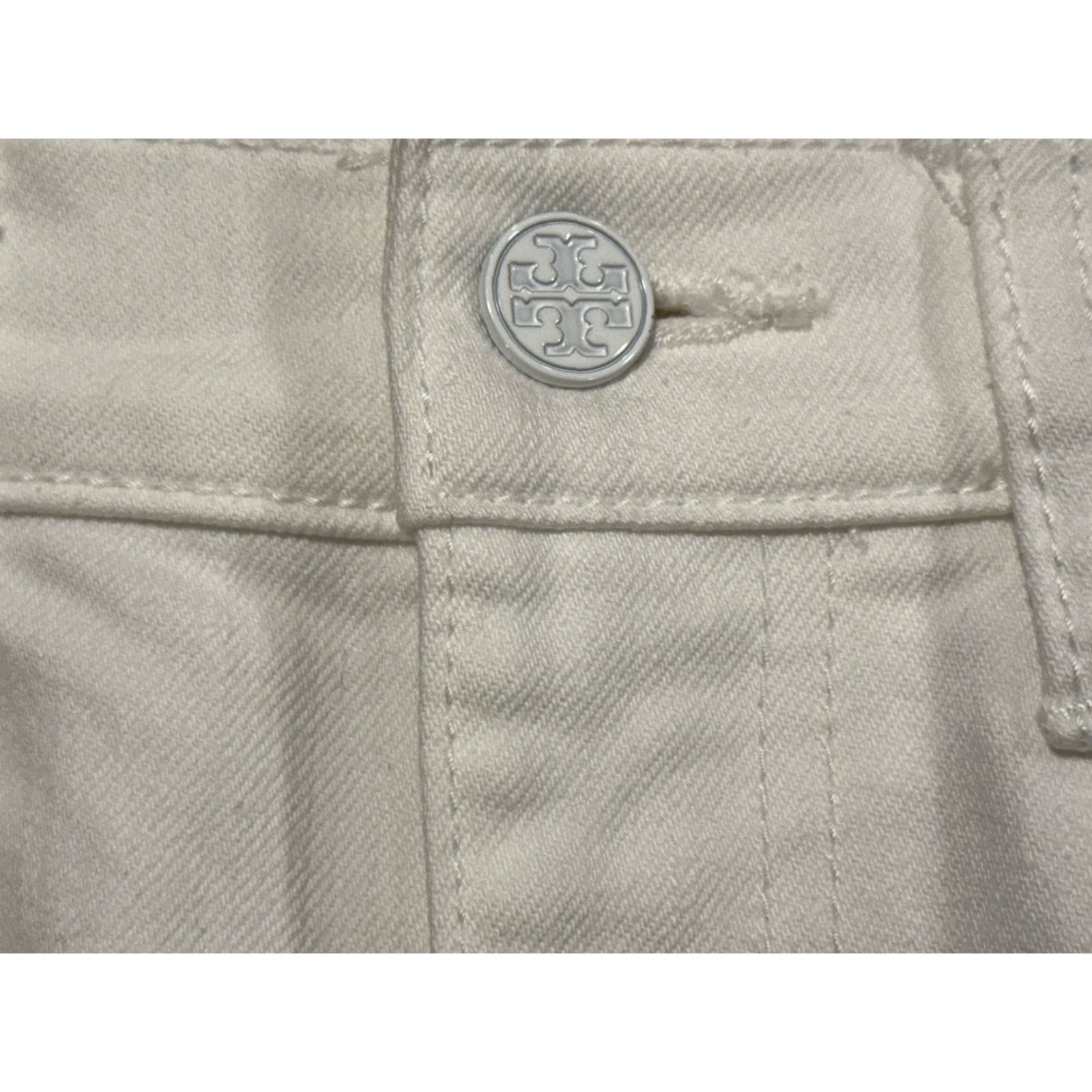 Tory Burch TORY BURCH Kiera White Cropped Jeans Women’s Size 28 30W 25L Eyelet Hem Regular Fit Size 28" / US 6 / IT 42 - 6 Thumbnail