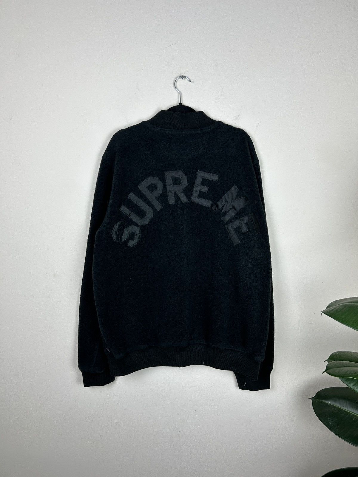 image of Supreme Polartec Fleece Bomber Varsity Jacket in Black, Men's (Size XL)