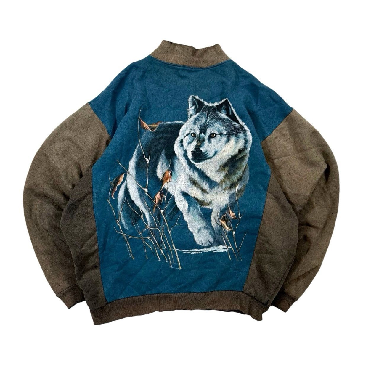 Vintage Vintage 90s Big Print Wolf Nature Button Up Sweater Size US M / EU 48-50 / 2 - 4 Thumbnail
