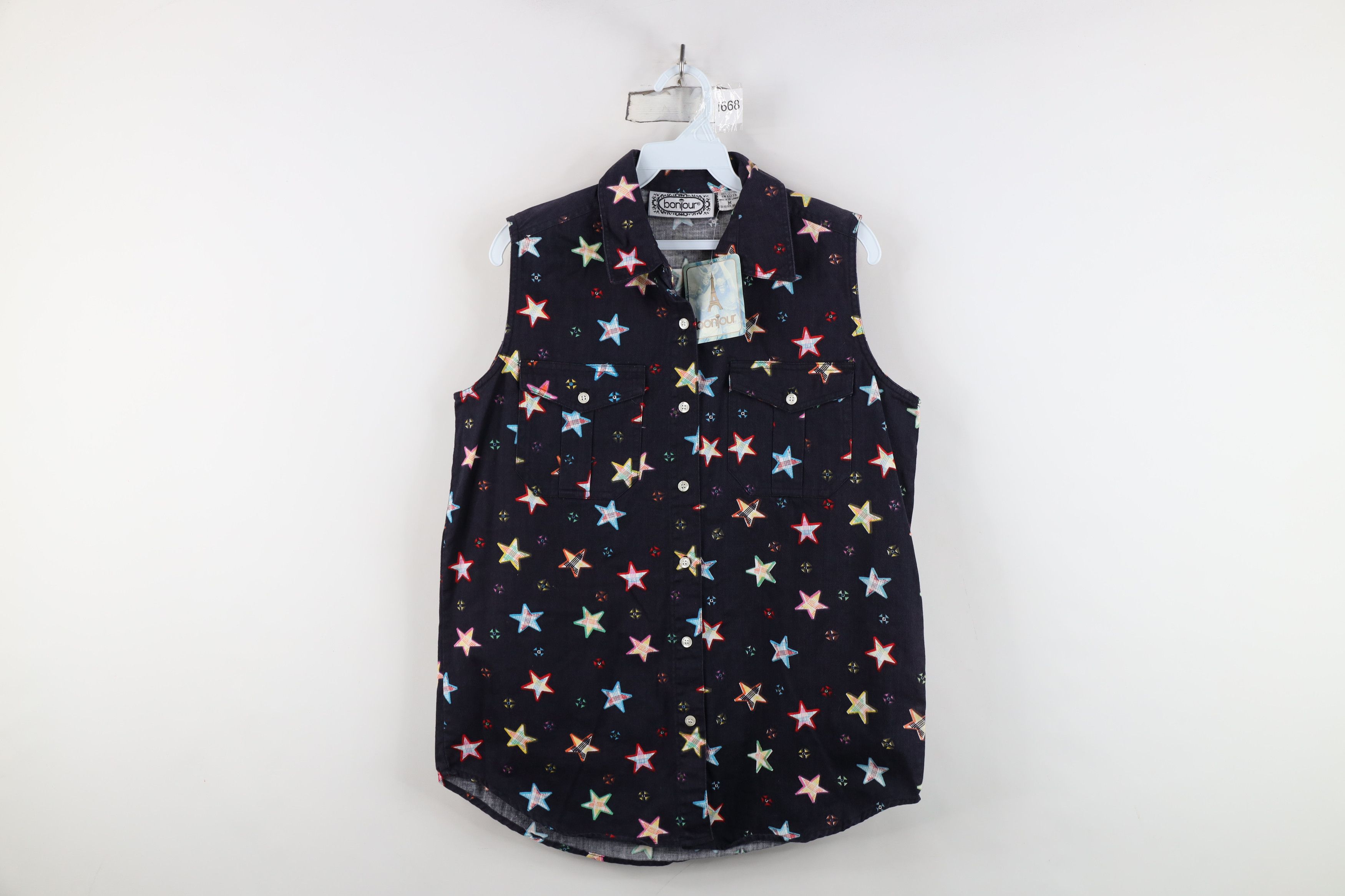 Vintage Deadstock Vintage 90s Streetwear Sleeveless Button Shirt Size M / US 6-8 / IT 42-44 - 1 Thumbnail