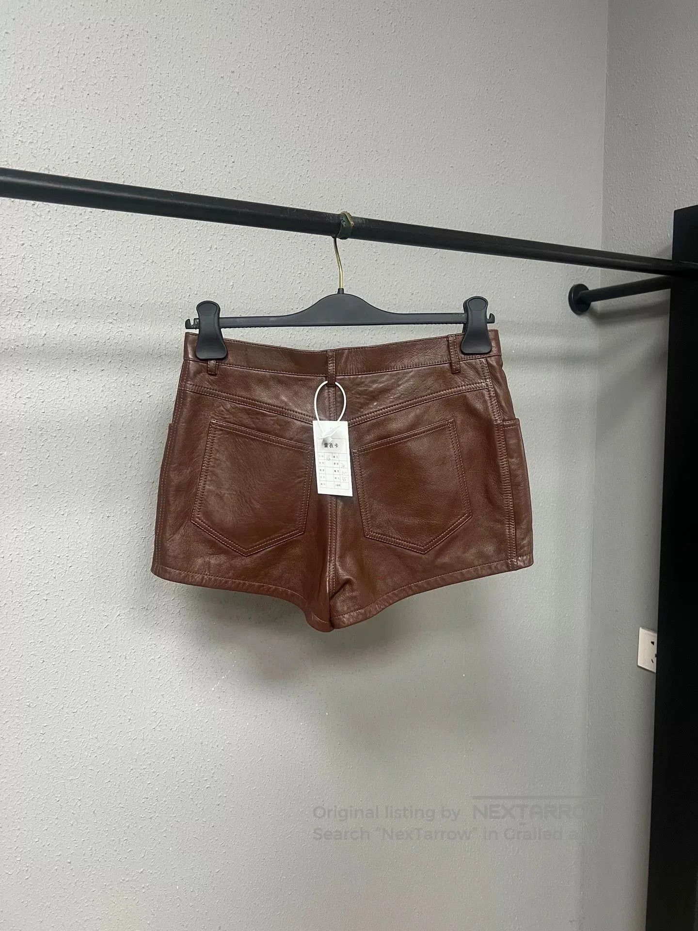Saint Laurent Paris Brown Leather Shorts by Yves Saint Laurent. Size 37" - 2 Thumbnail