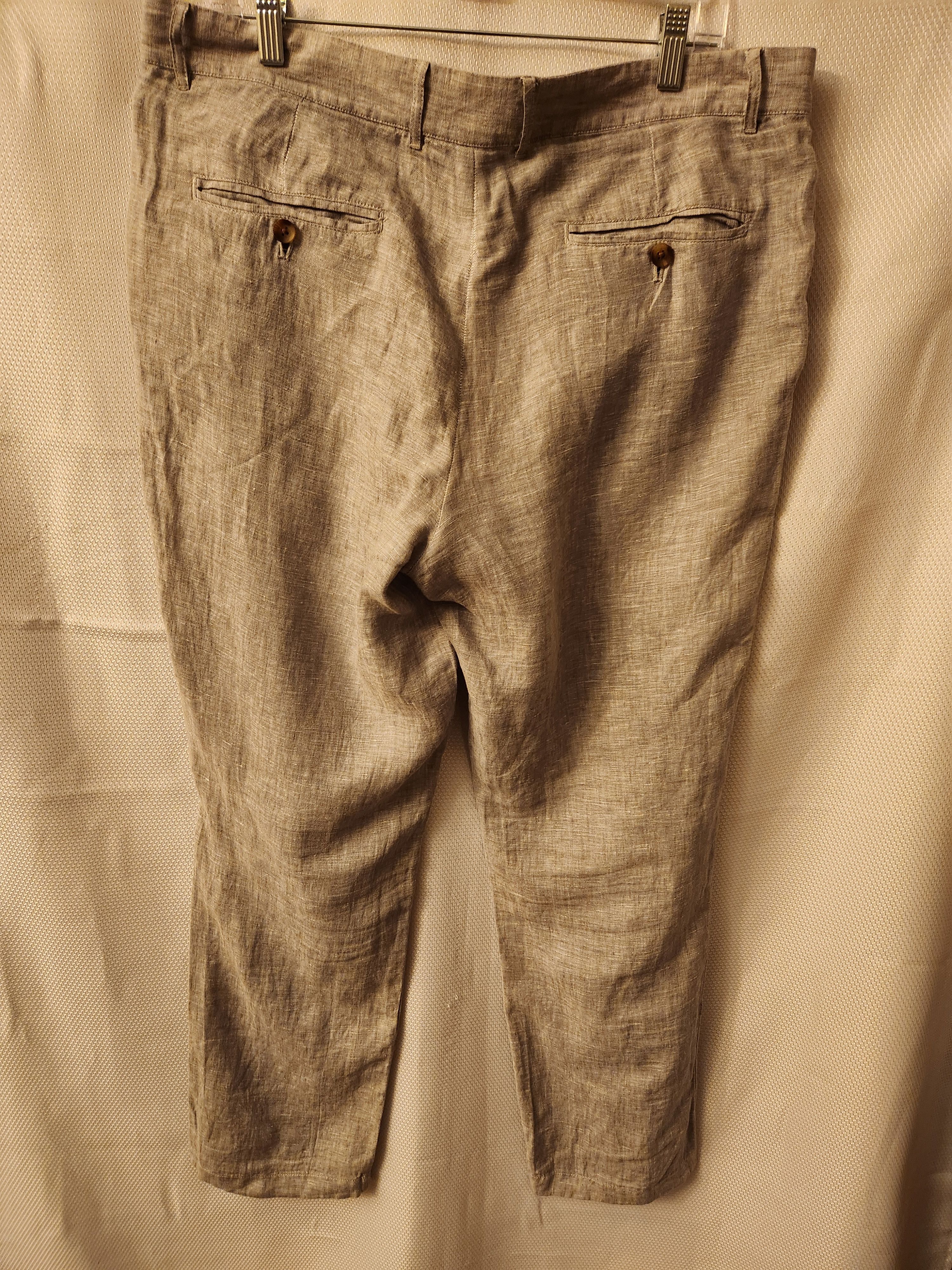 Club Room 100% Linen Gray Flat Front Pants Size US 34 / EU 50 - 2 Thumbnail