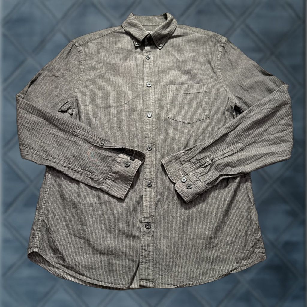 Express Express Shirt Mens Small Gray Stripe Pocket Button Up Casual Preppy Adult Lounge Size US S / EU 44-46 / 1 - 1 Thumbnail