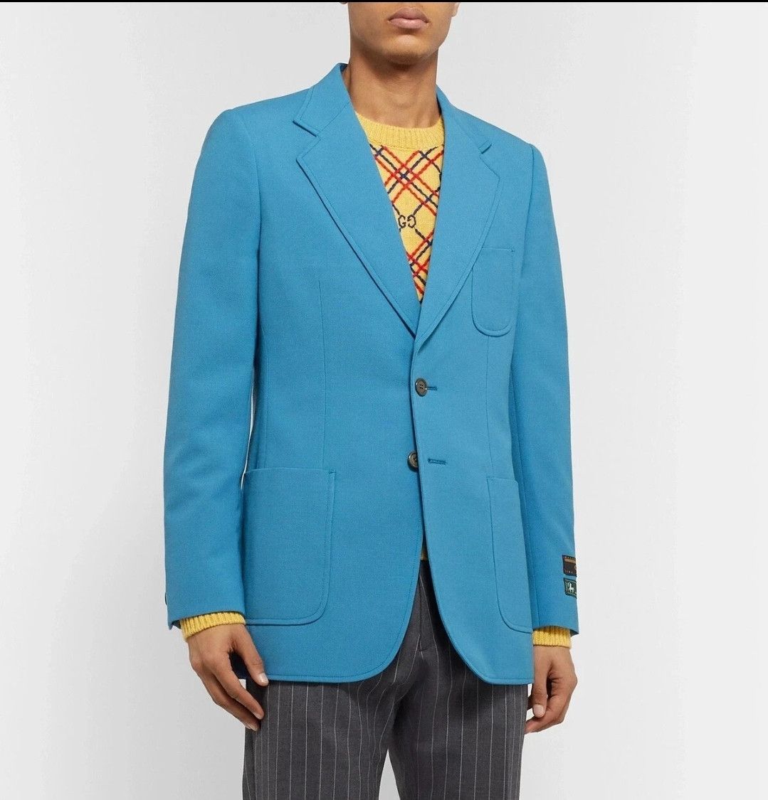Gucci Blue Wool-Blend Canvas Blue Blazer 46 NWT Size 46R - 2 Thumbnail