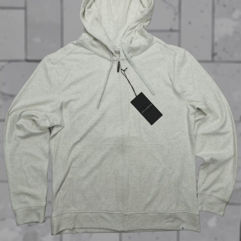 Vintage 7 Diamonds Generation Hoodie Full Zip Mens Size L Beige Striped Double-Knit Shirt Mens Hoodie Beige Striped Full Zip Logo Embroidered Size US L / EU 52-54 / 3 - 1 Thumbnail