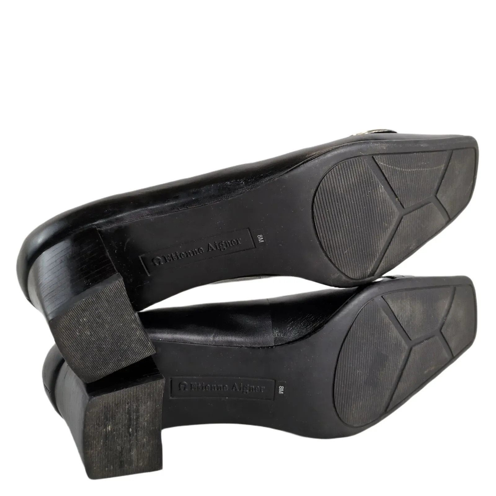 Etienne Aigner Etienne Aigner Sz 8 E-Mozart Square Toe Black Leather Pumps Size US 8 / IT 38 - 5 Thumbnail