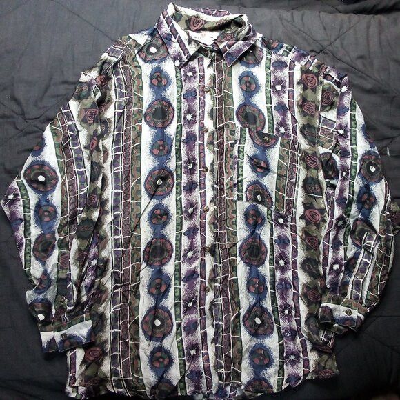 Vintage Vintage Stunt Collections Silk Abstract Geometric Shirt Size US L / EU 52-54 / 3 - 2 Thumbnail